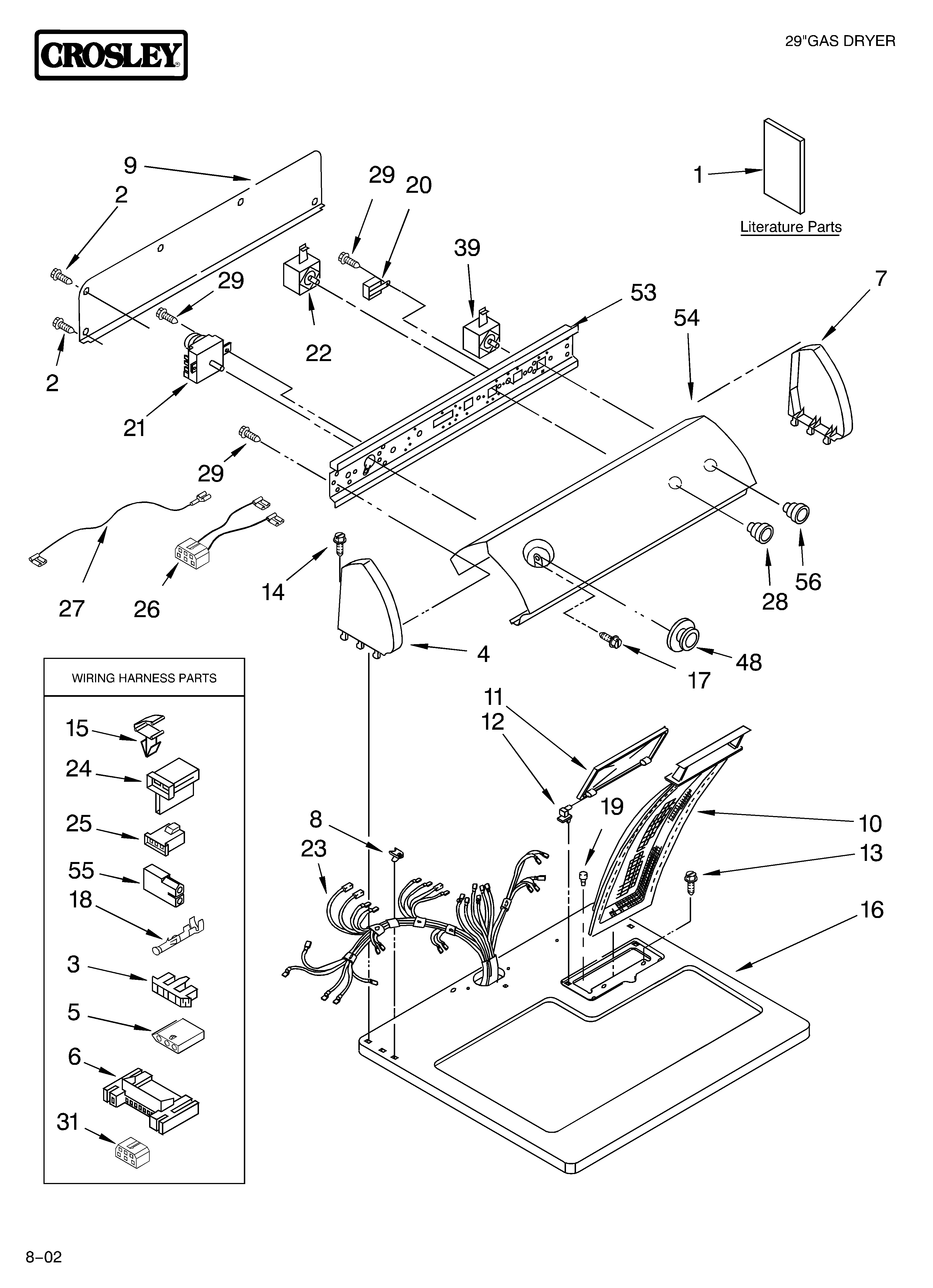 Crosley CGDX563JQ2 top and console/literature diagram
