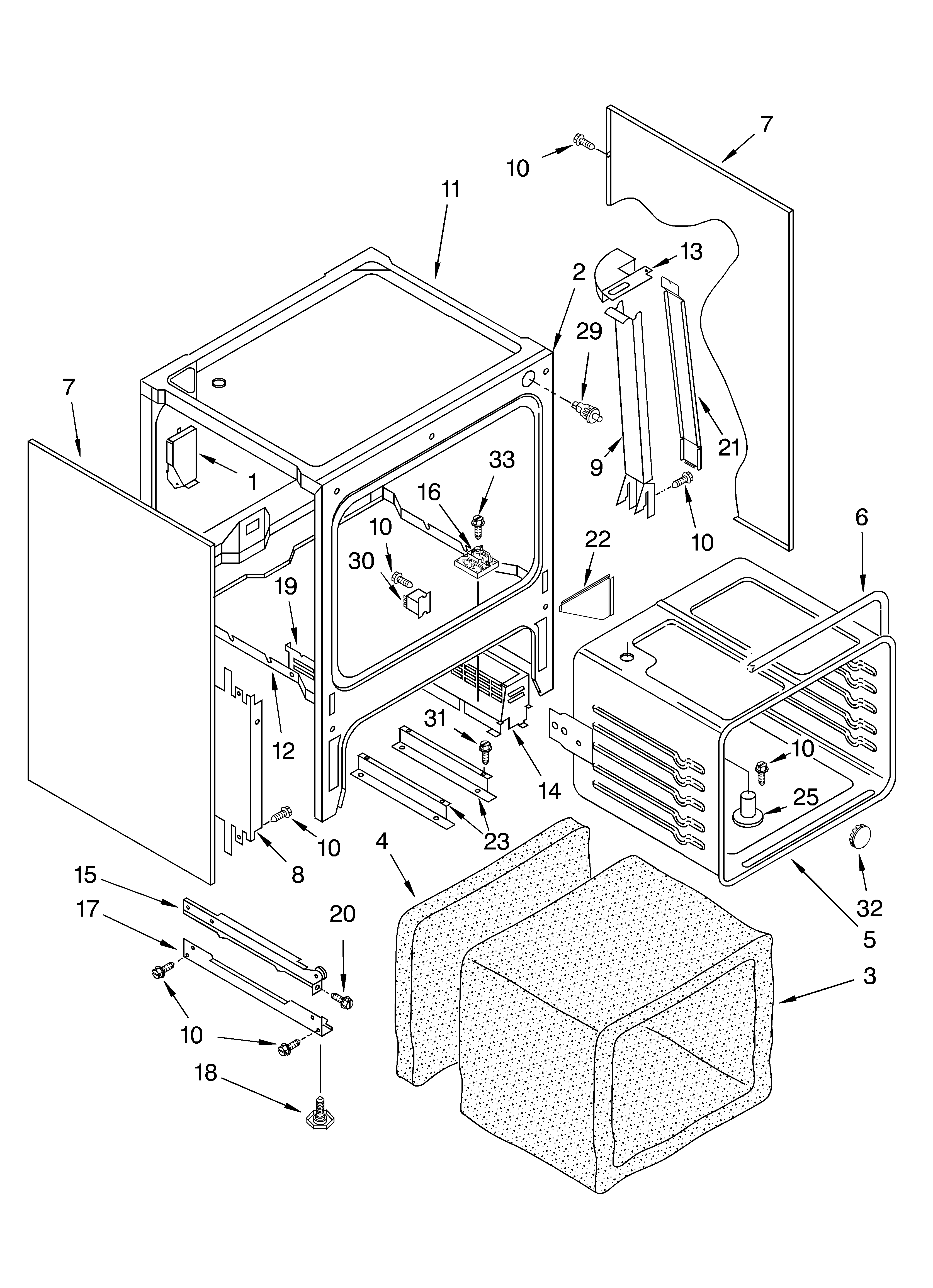 KitchenAid KERC700LBL0 oven chassis diagram