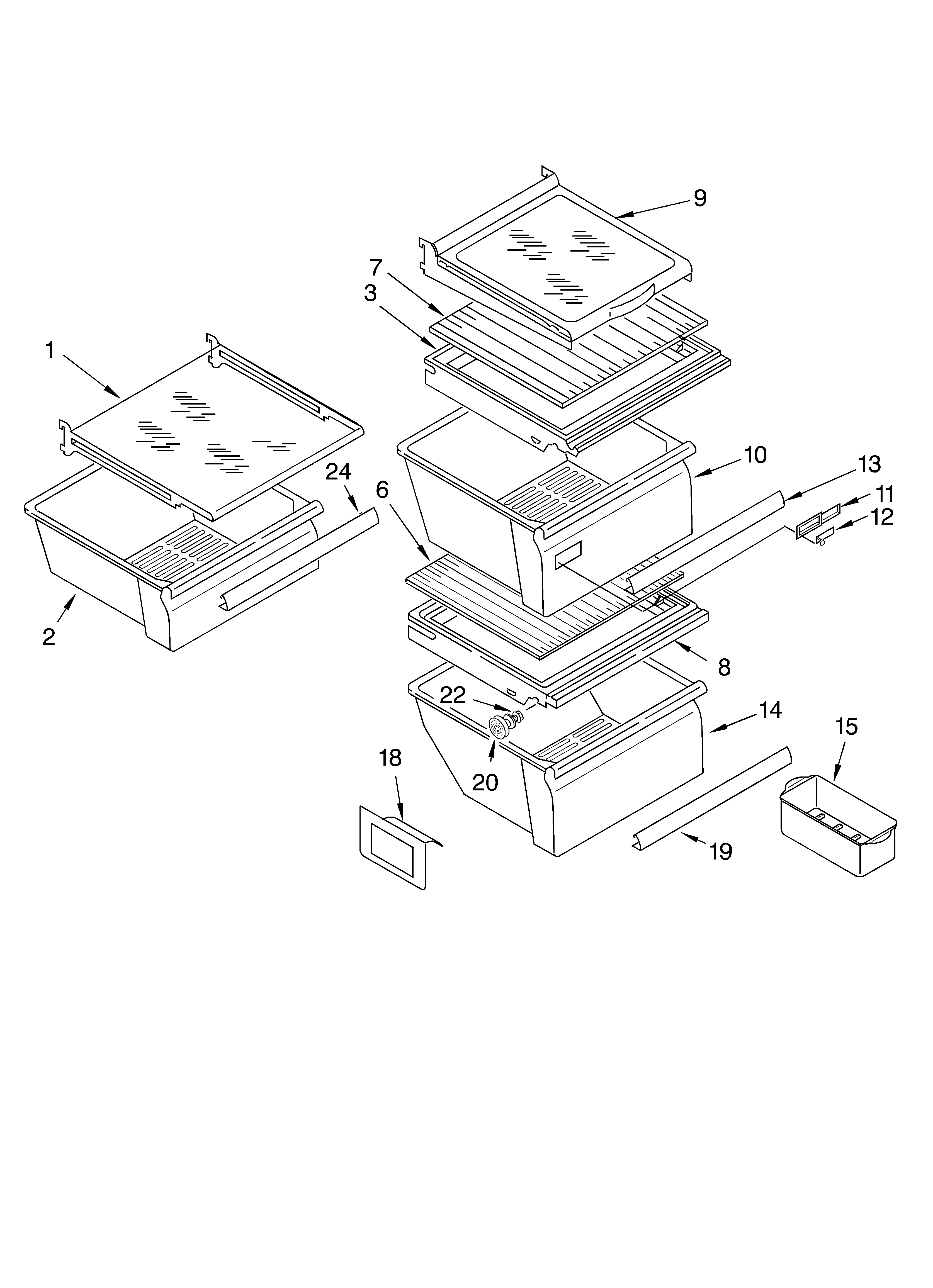 Whirlpool ED2CHQXKQ04 refrigerator shelf diagram