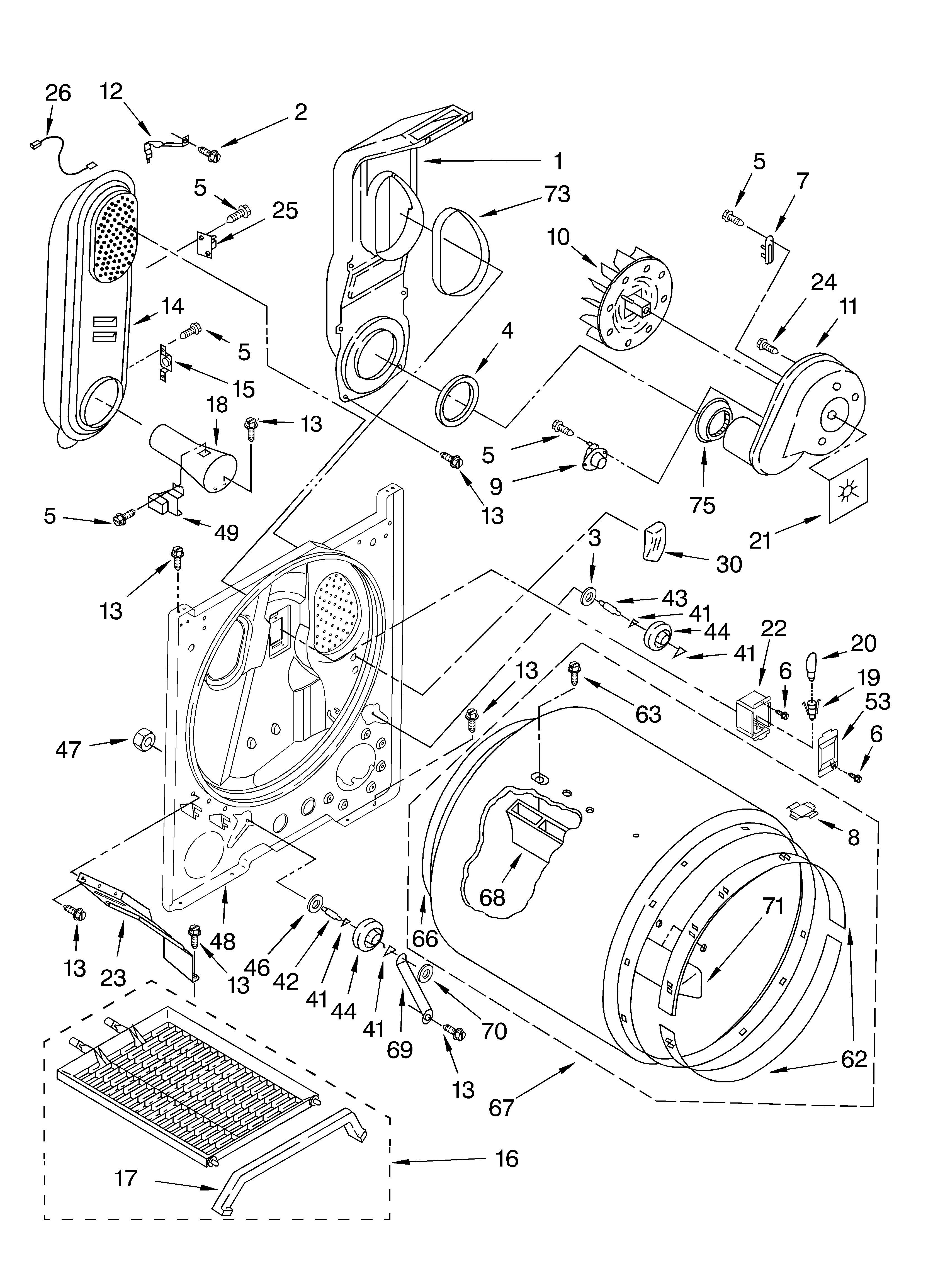 Whirlpool LGB6400KQ1 bulkhead diagram