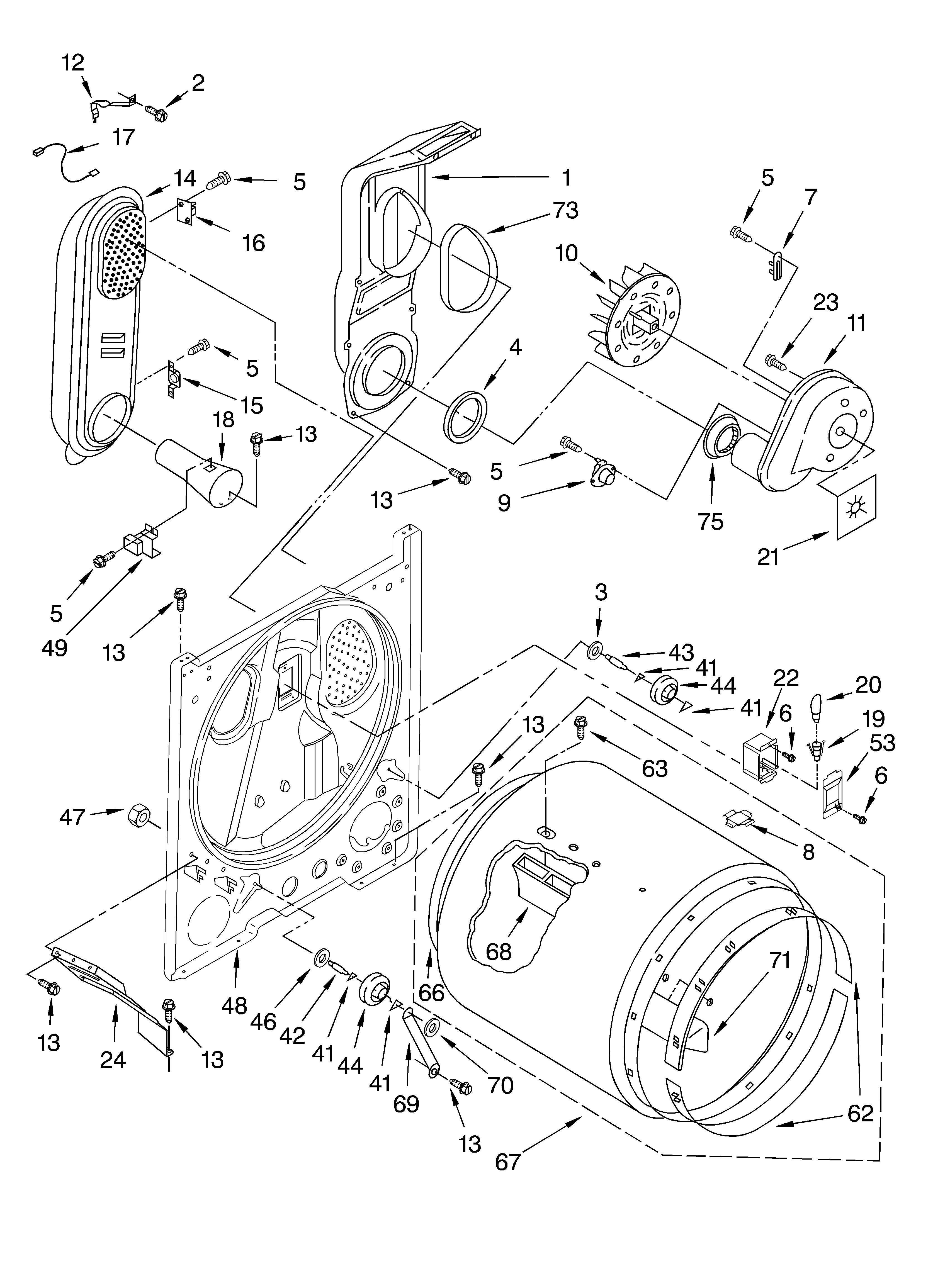Whirlpool LGR7645JQ2 bulkhead diagram
