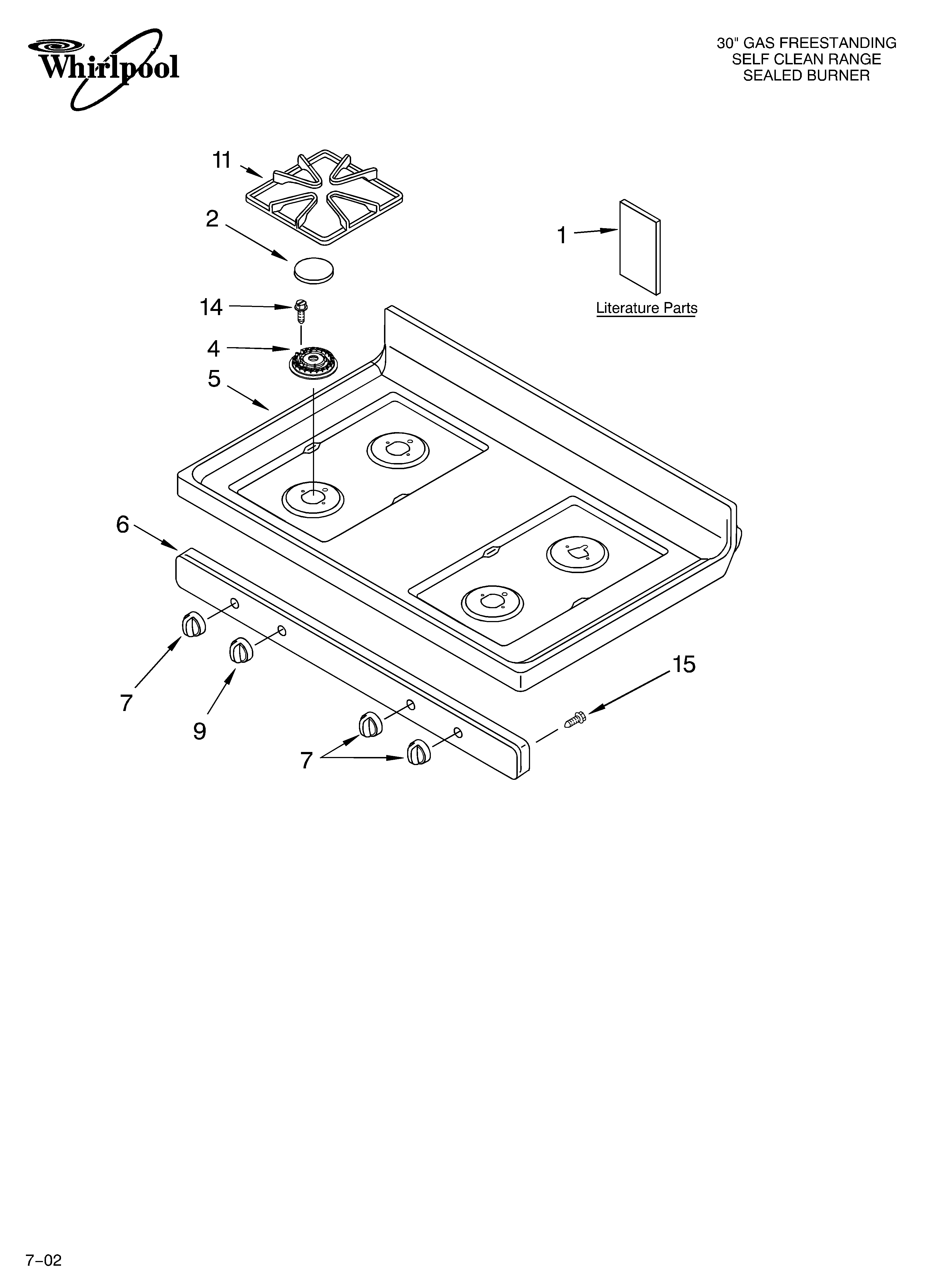 Whirlpool SF369LEKT1 cooktop/literature diagram