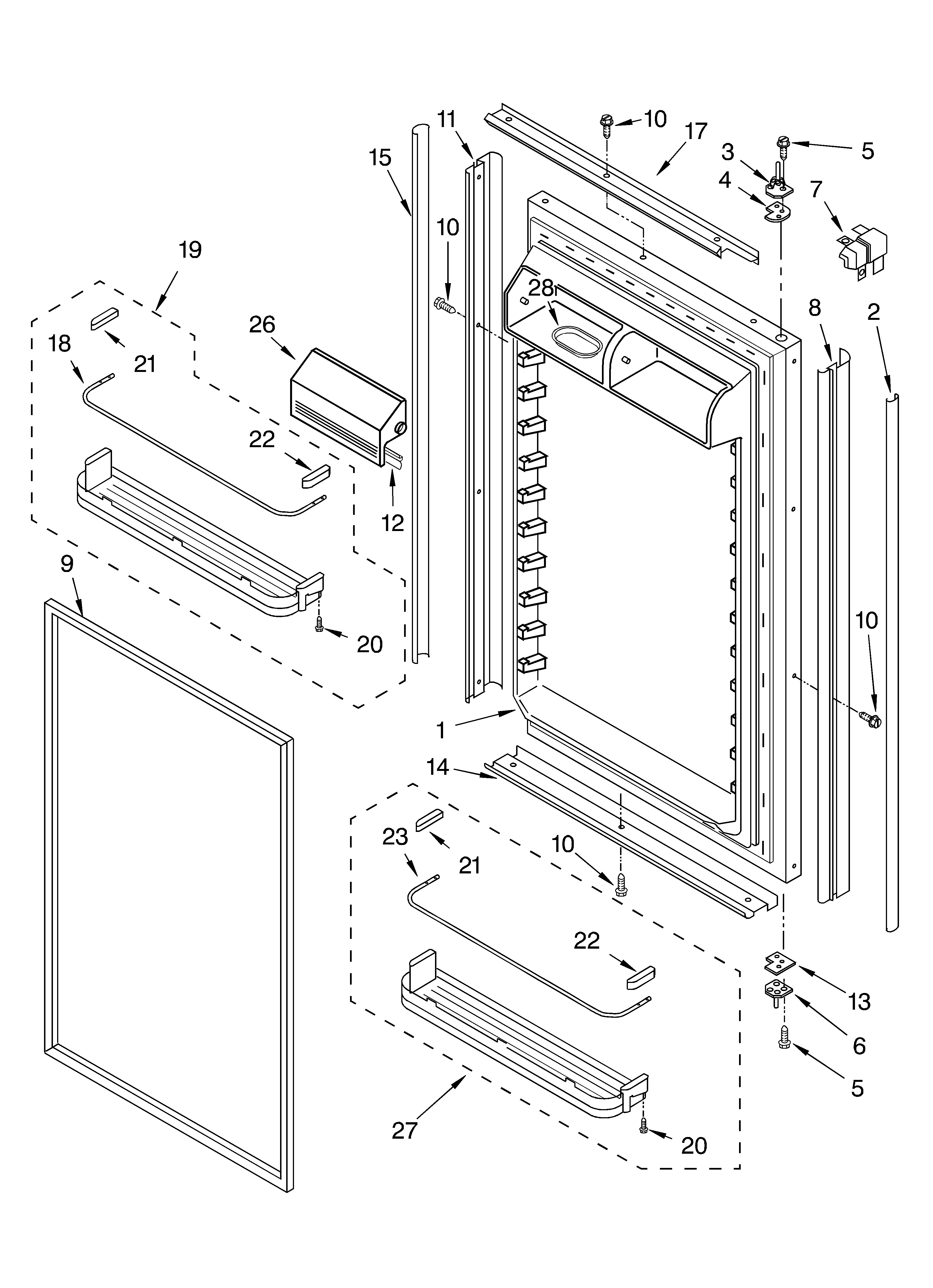KitchenAid KBLS36FKW01 refrigerator door diagram