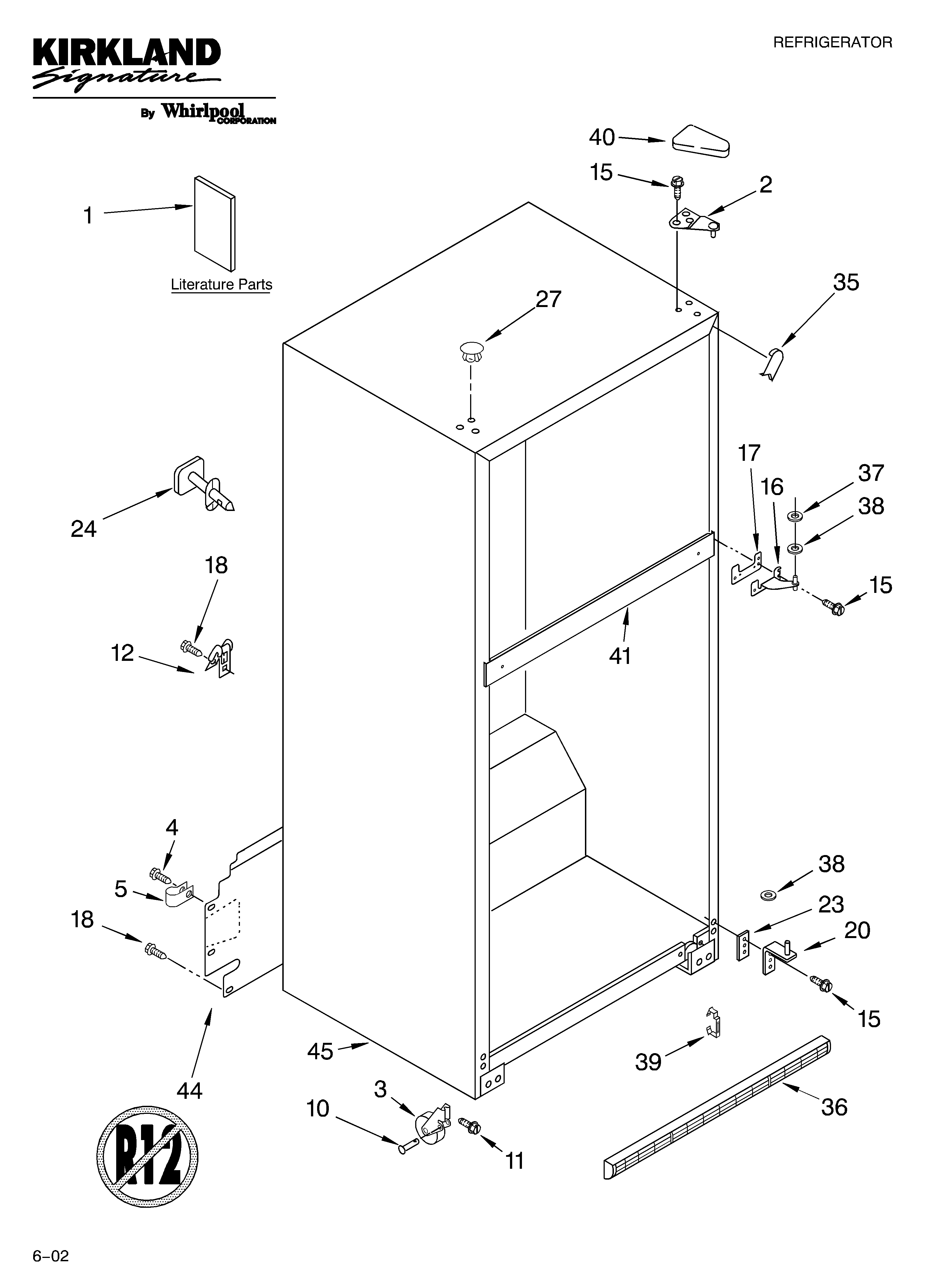 Kirkland ST21HPXLQ01 cabinet/literature diagram