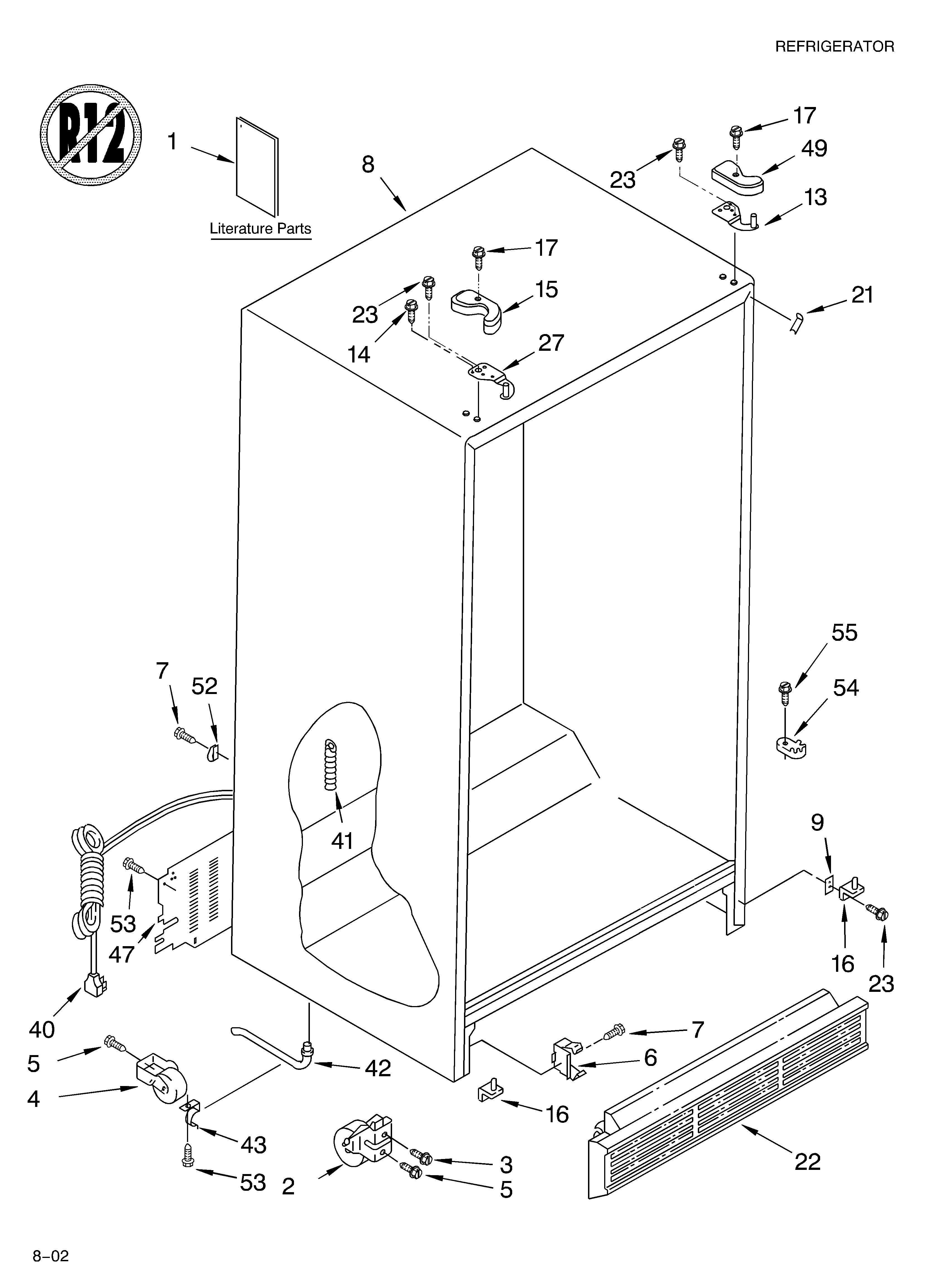 Whirlpool 3XED0FHQKQ01 cabinet/literature diagram
