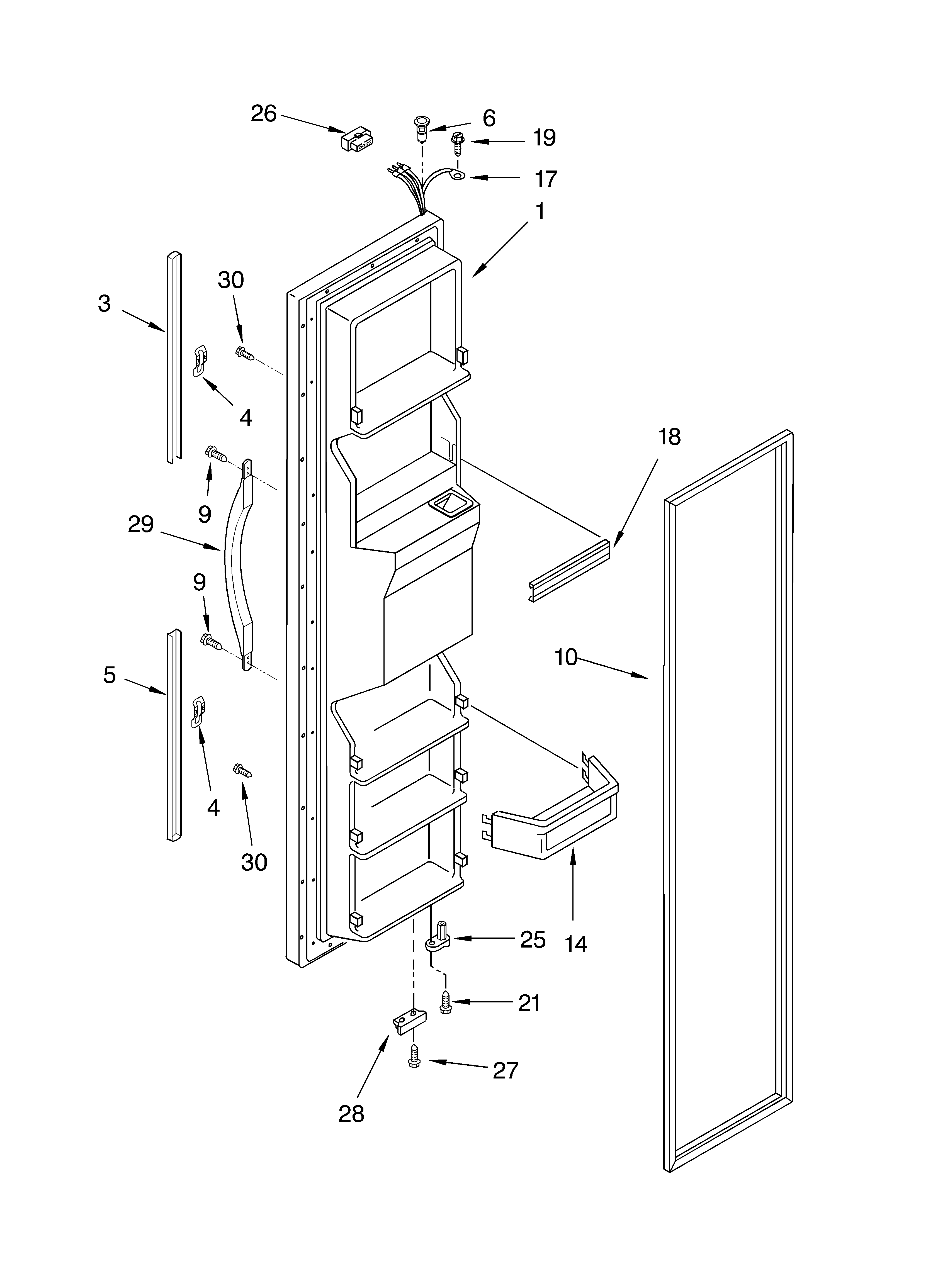Whirlpool 3XED0FHQKQ01 freezer door diagram