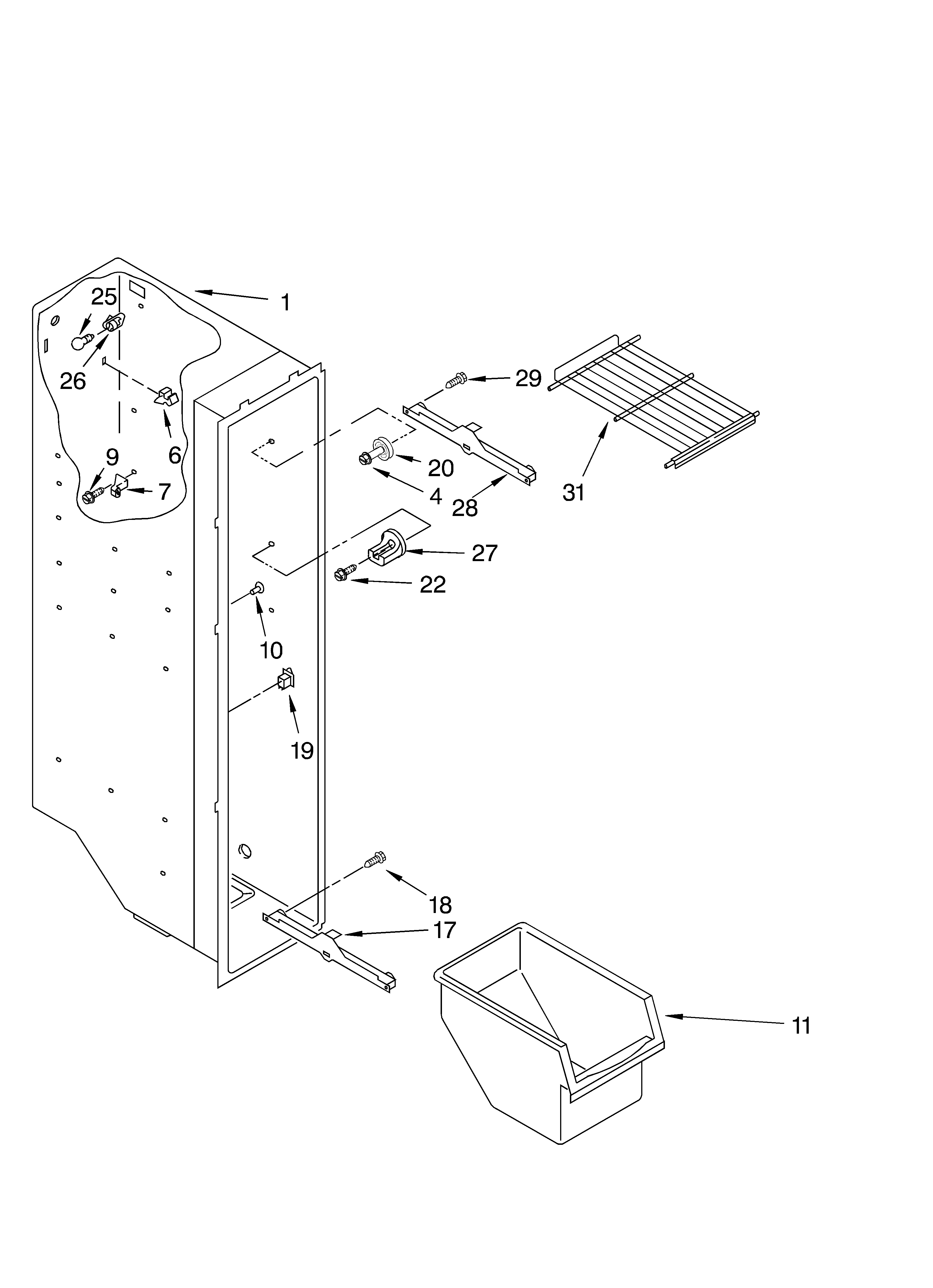 Whirlpool ED2FHEXLB01 freezer liner diagram