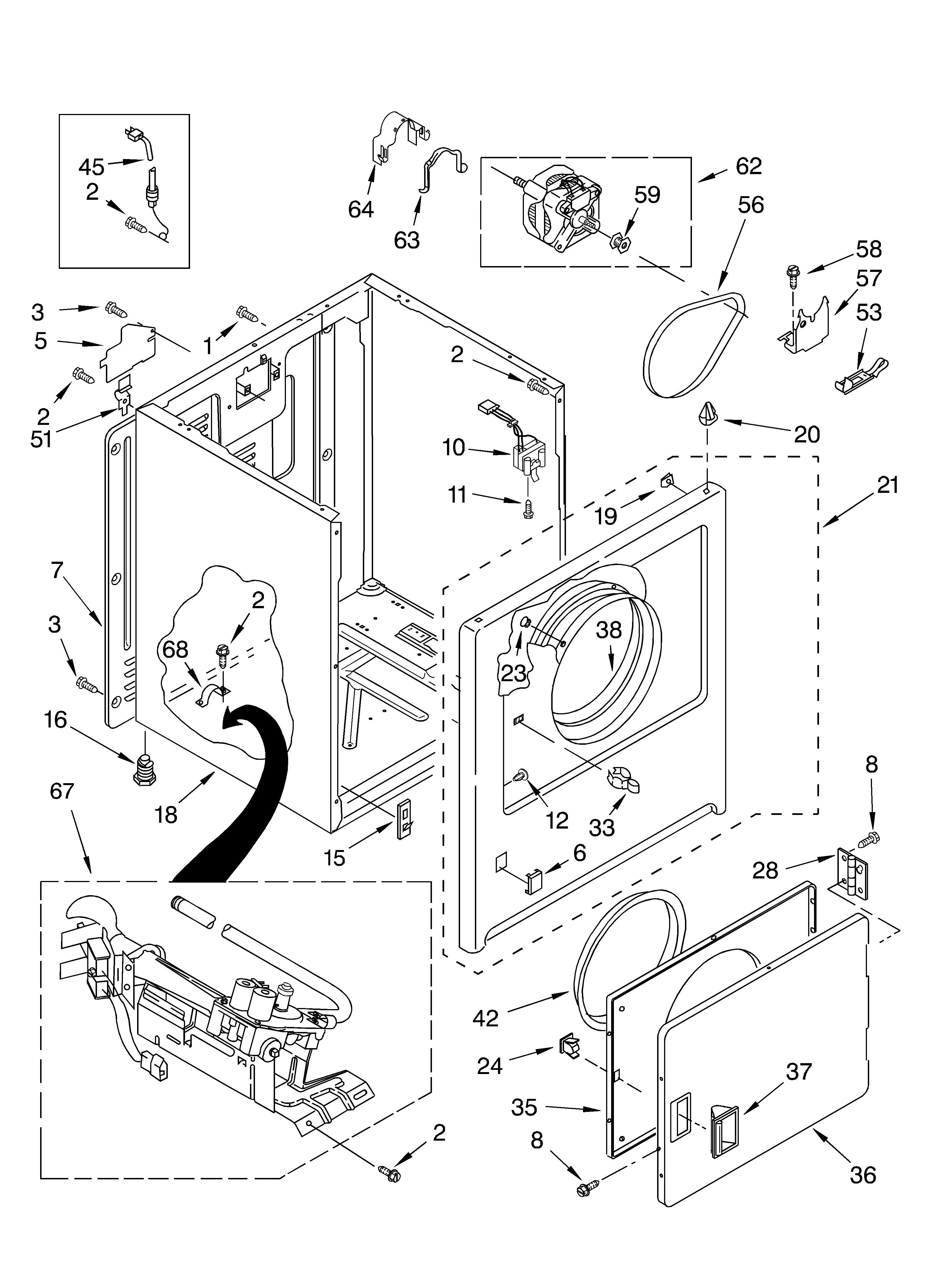 Roper RGX5634KQ2 cabinet diagram