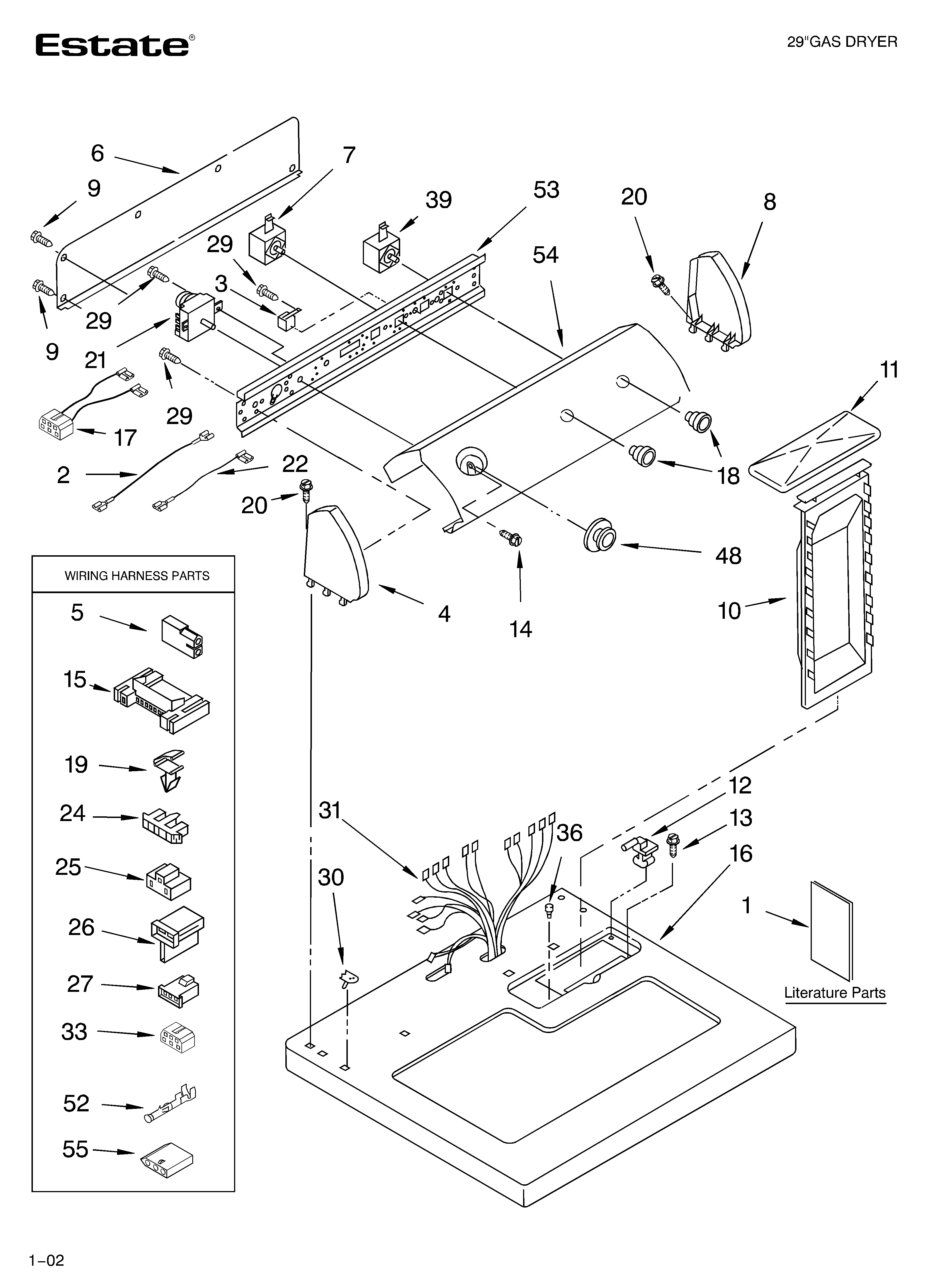 Estate TGDS840JQ1 top and console/literature diagram