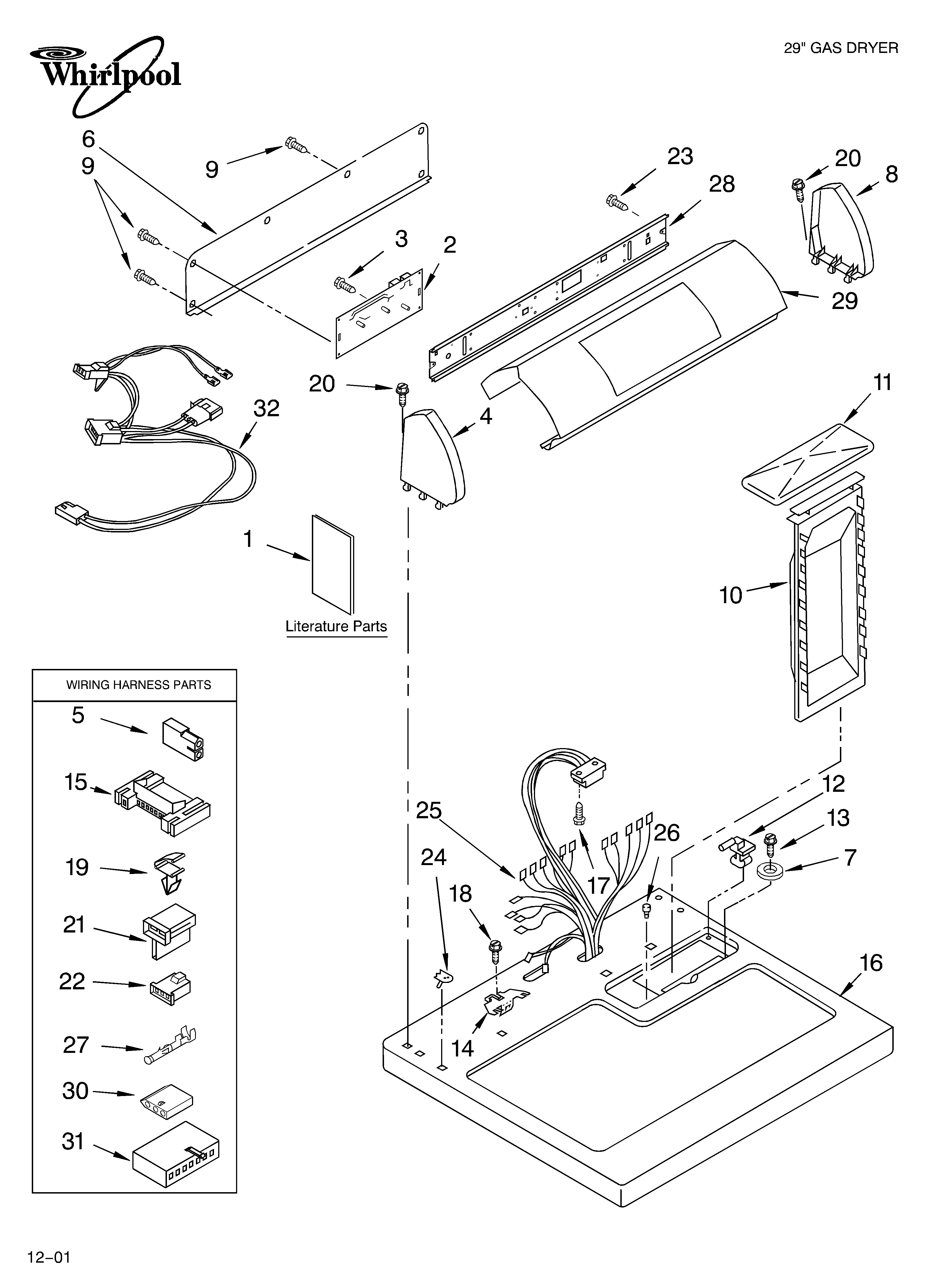 Whirlpool GGX9868JQ2 top and console/literature diagram