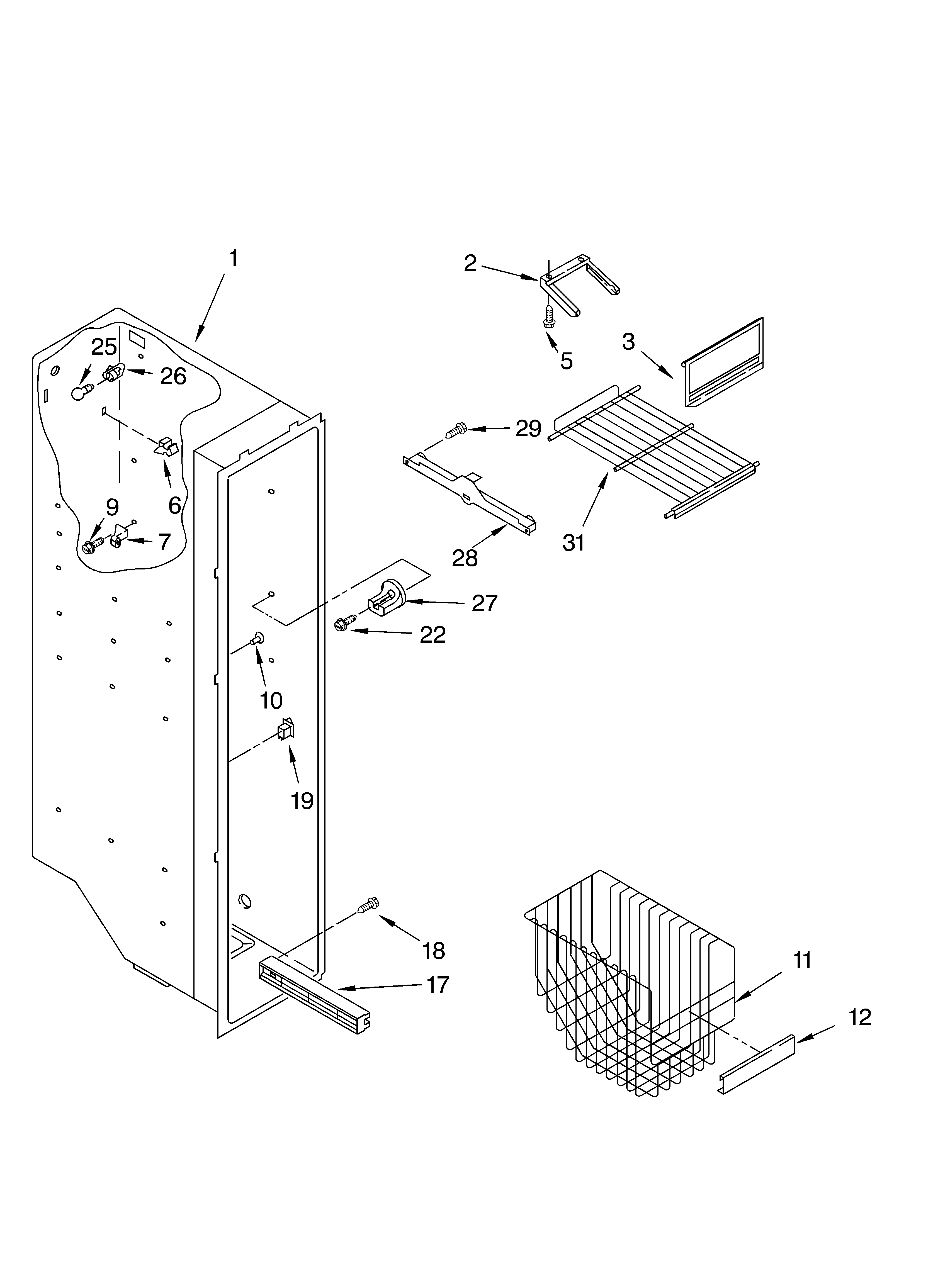 Whirlpool ED2NTGXLT01 freezer liner diagram