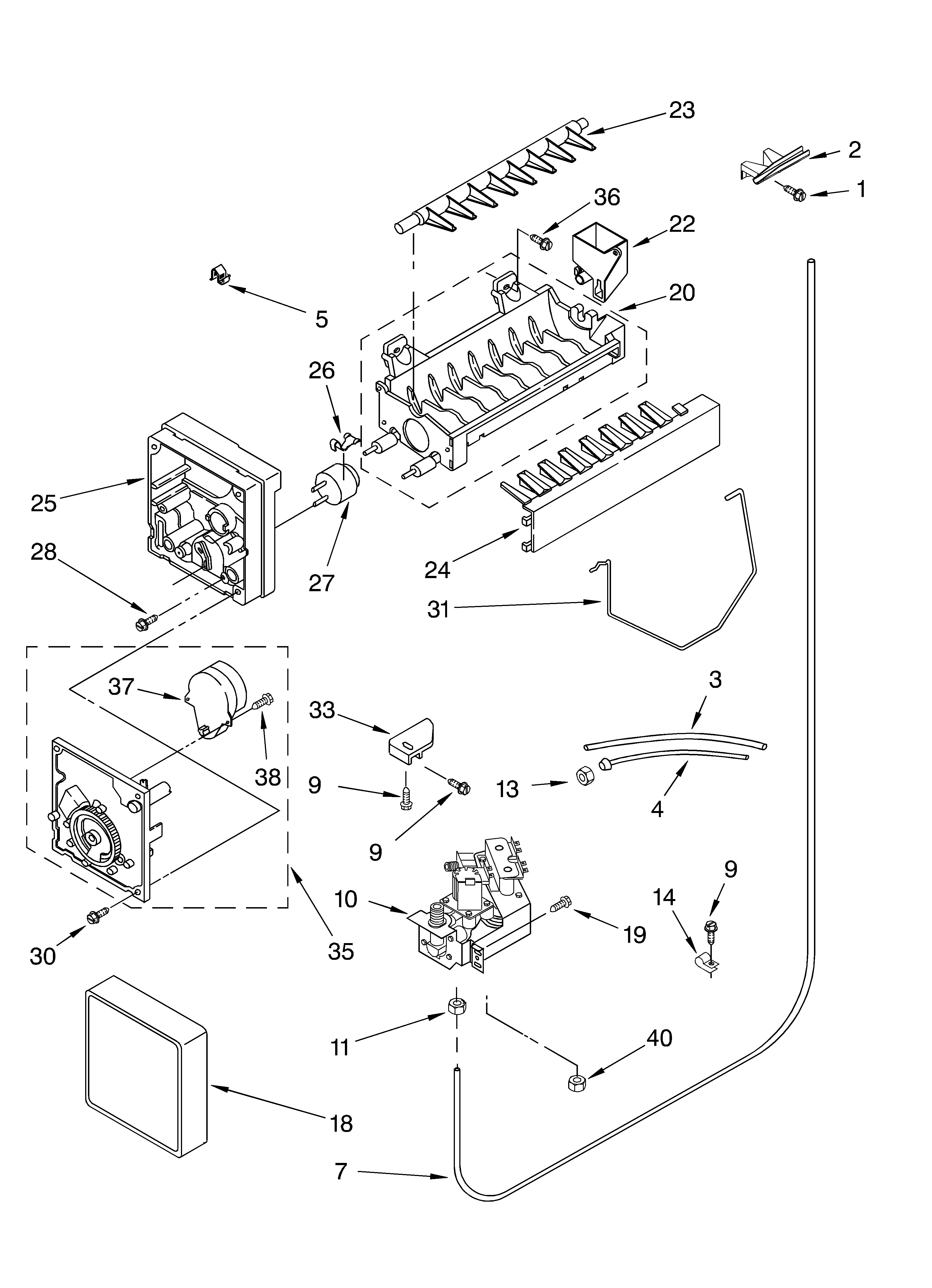 Whirlpool ED2NTGXLT01 ice maker/optional diagram