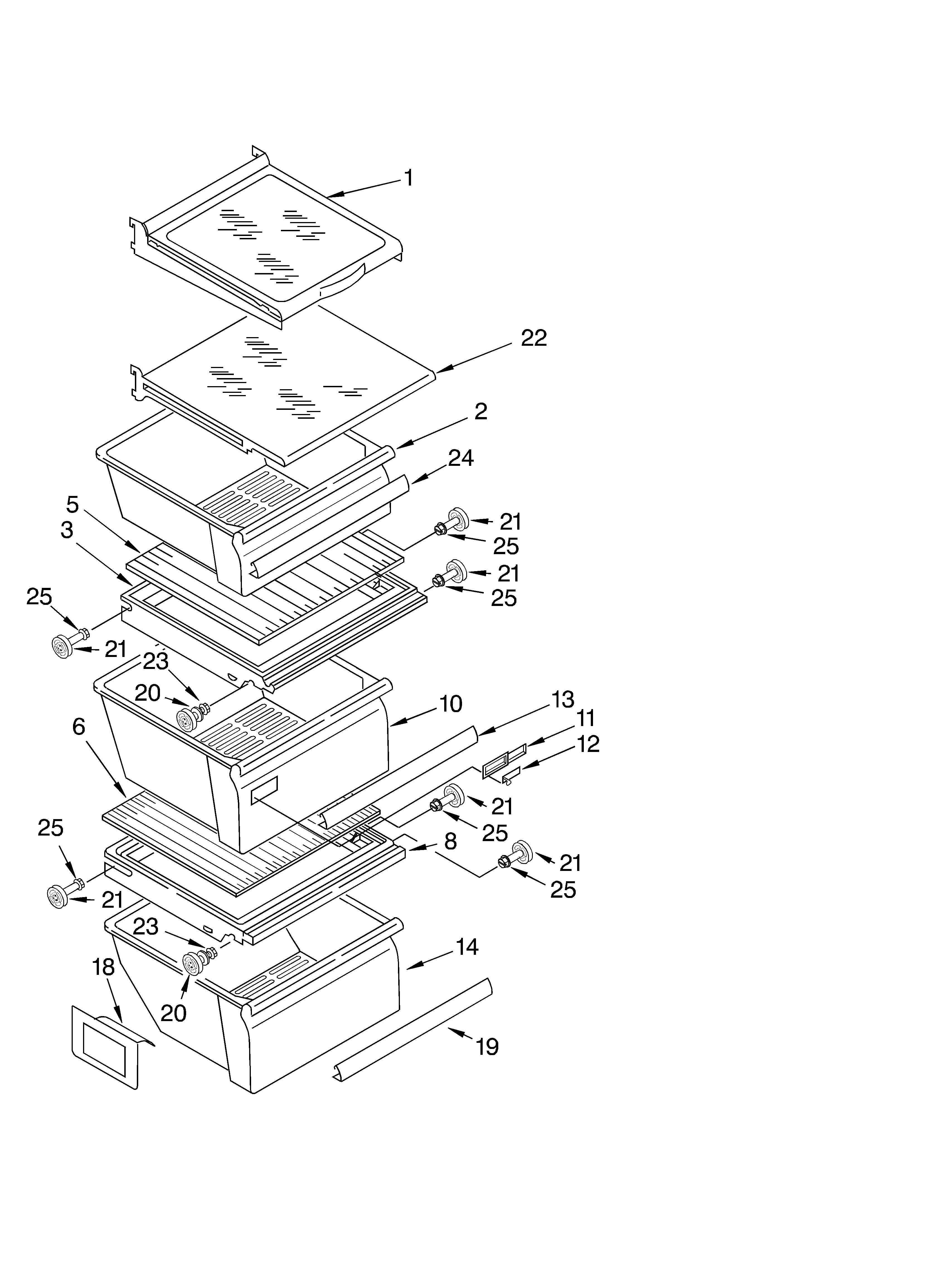 Whirlpool ED2YHGXLQ01 refrigerator shelf diagram