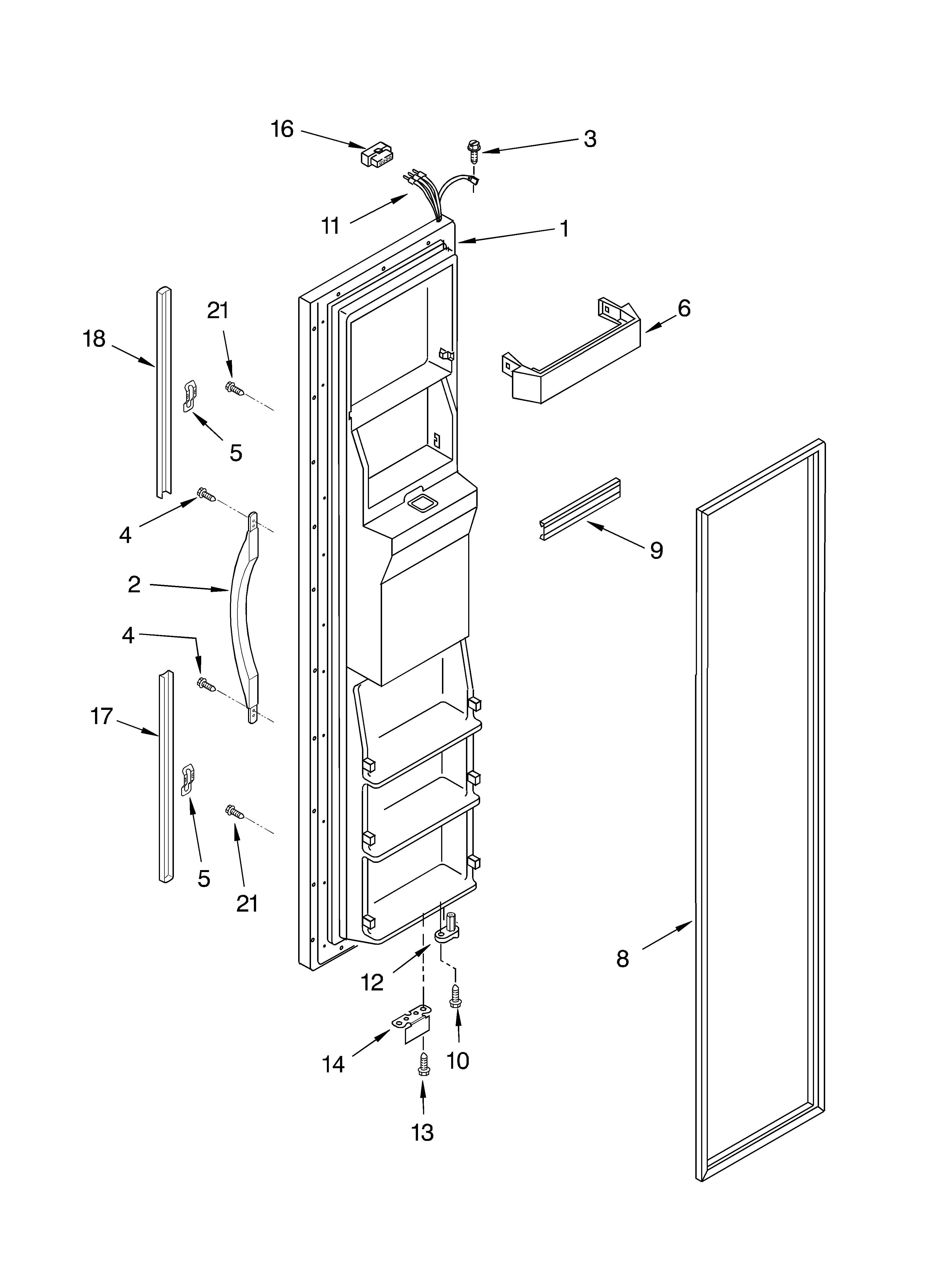 Whirlpool ED2YHGXLQ01 freezer door diagram