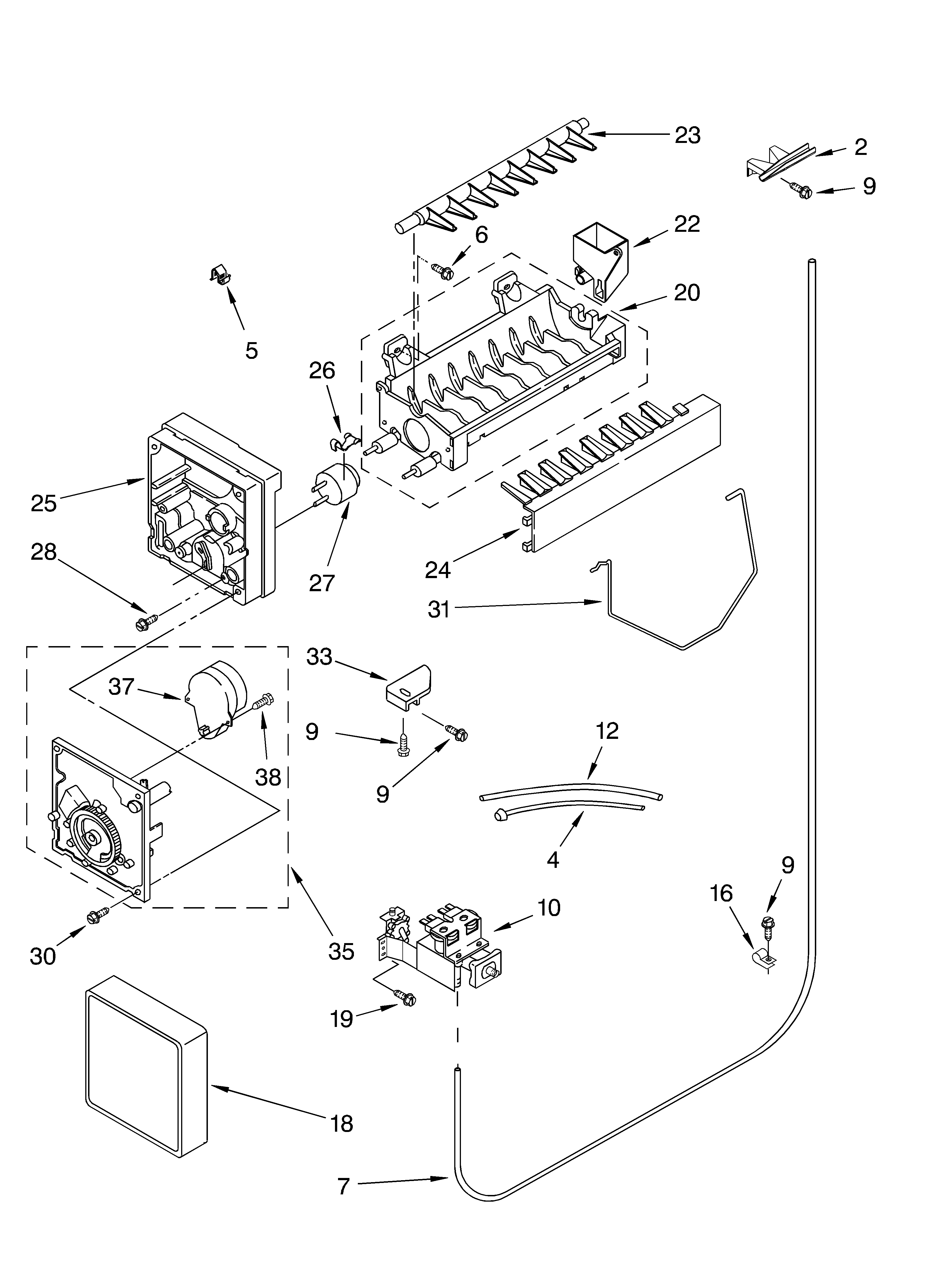 Whirlpool ED2YHGXLQ01 ice maker diagram