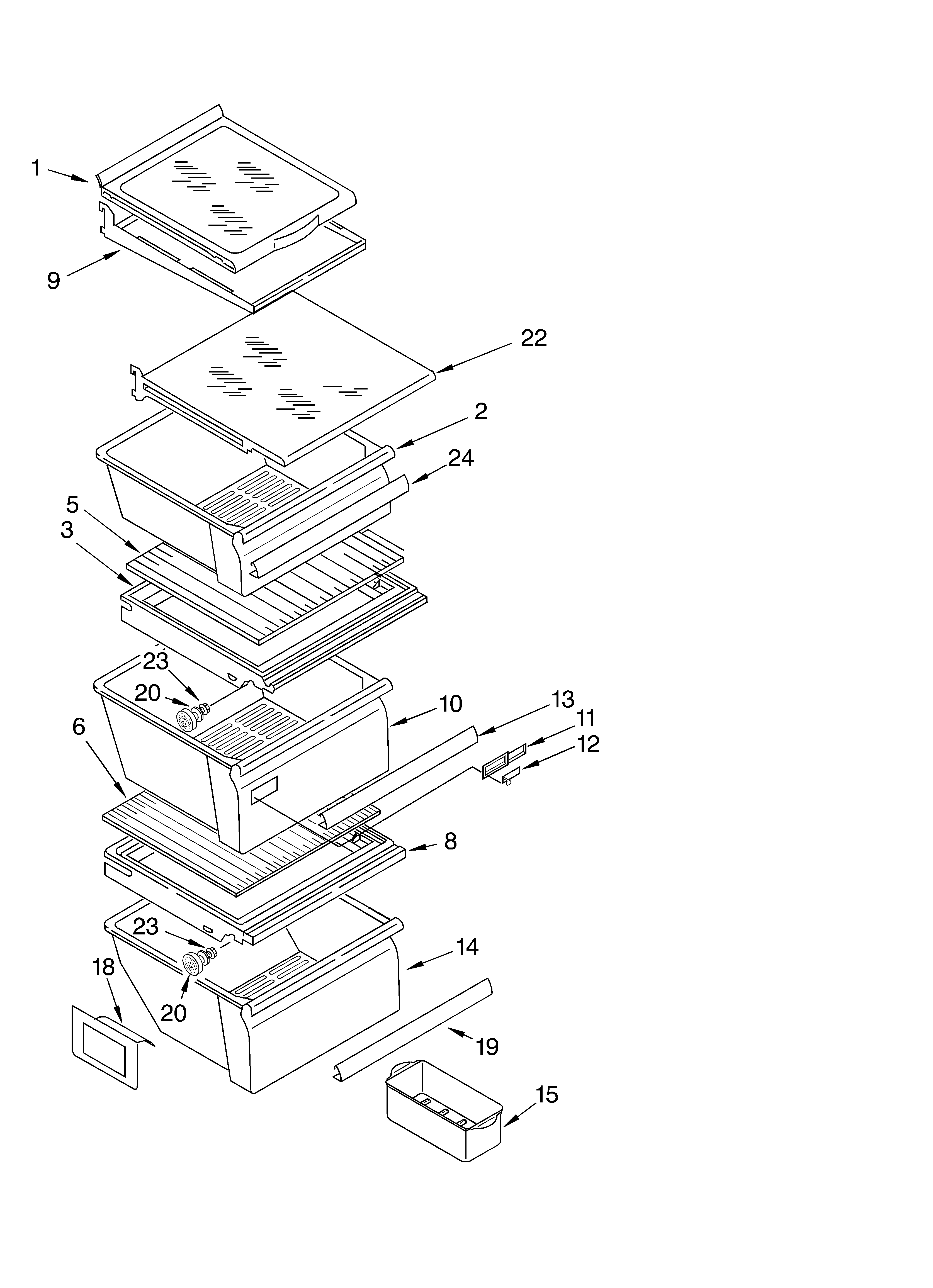 Whirlpool GD2SHAXLQ02 refrigerator shelf diagram