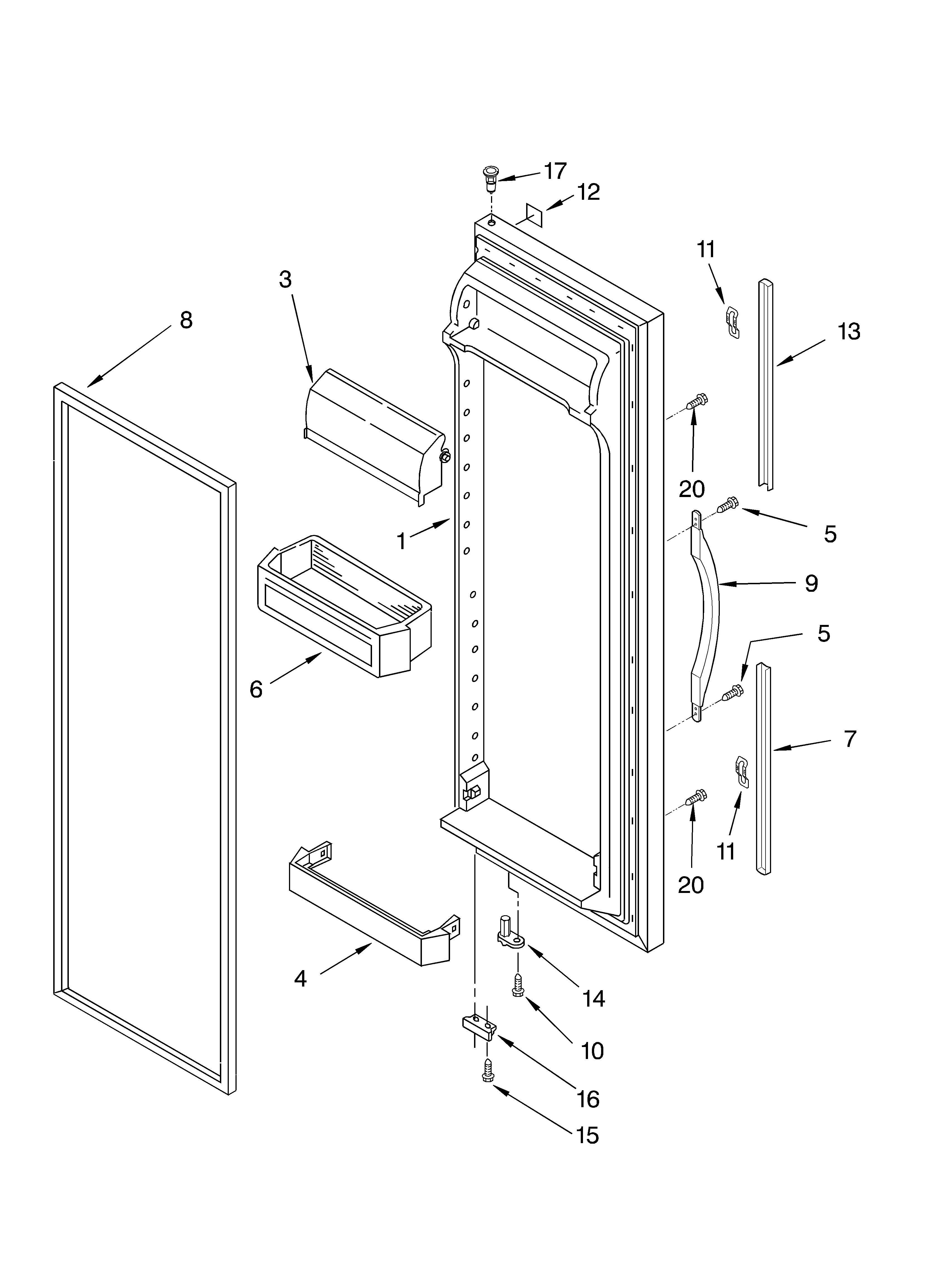 Whirlpool GD2SHAXLQ02 refrigerator door diagram