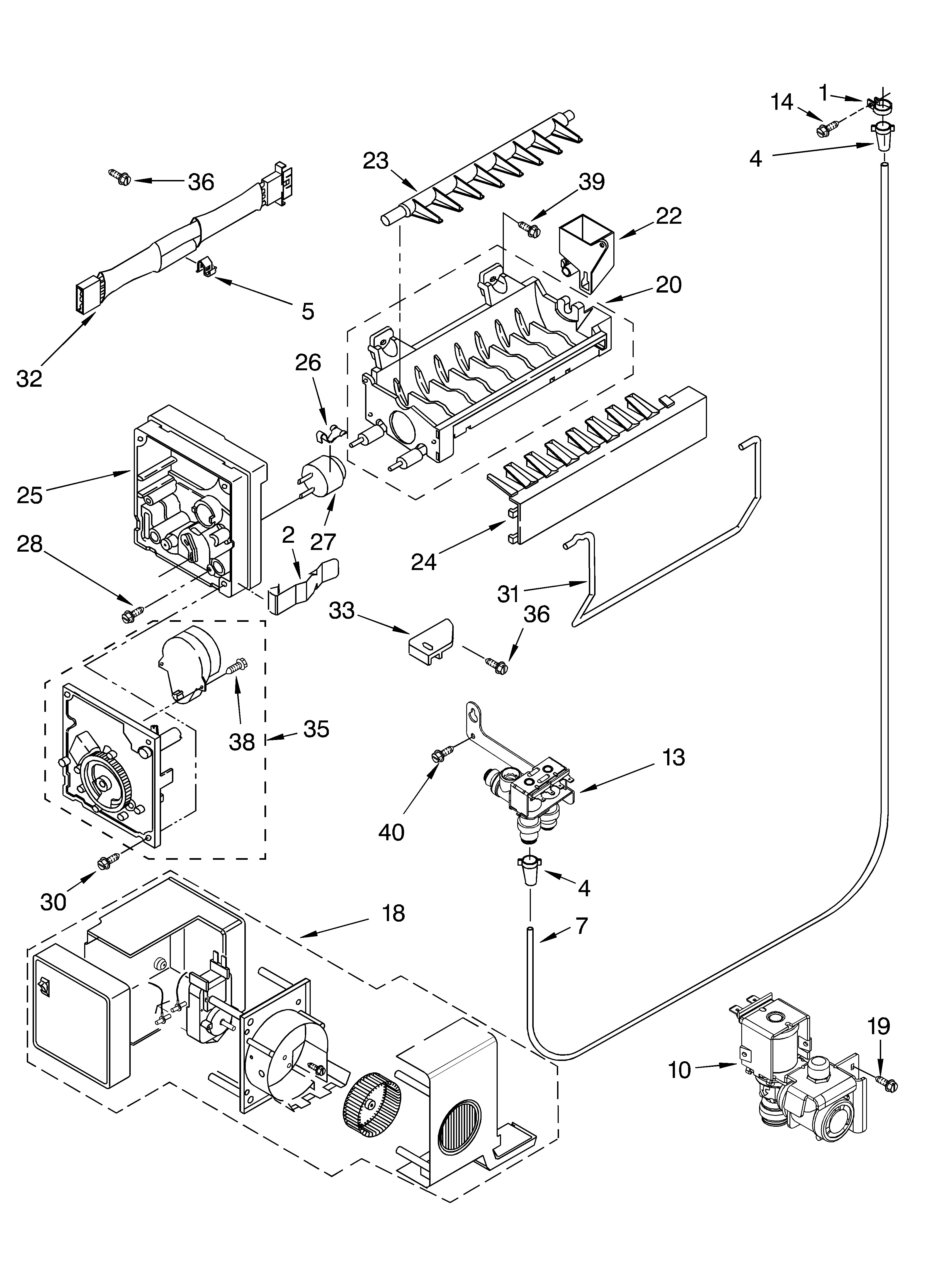 Whirlpool ET2AHTXLT00 ice maker diagram