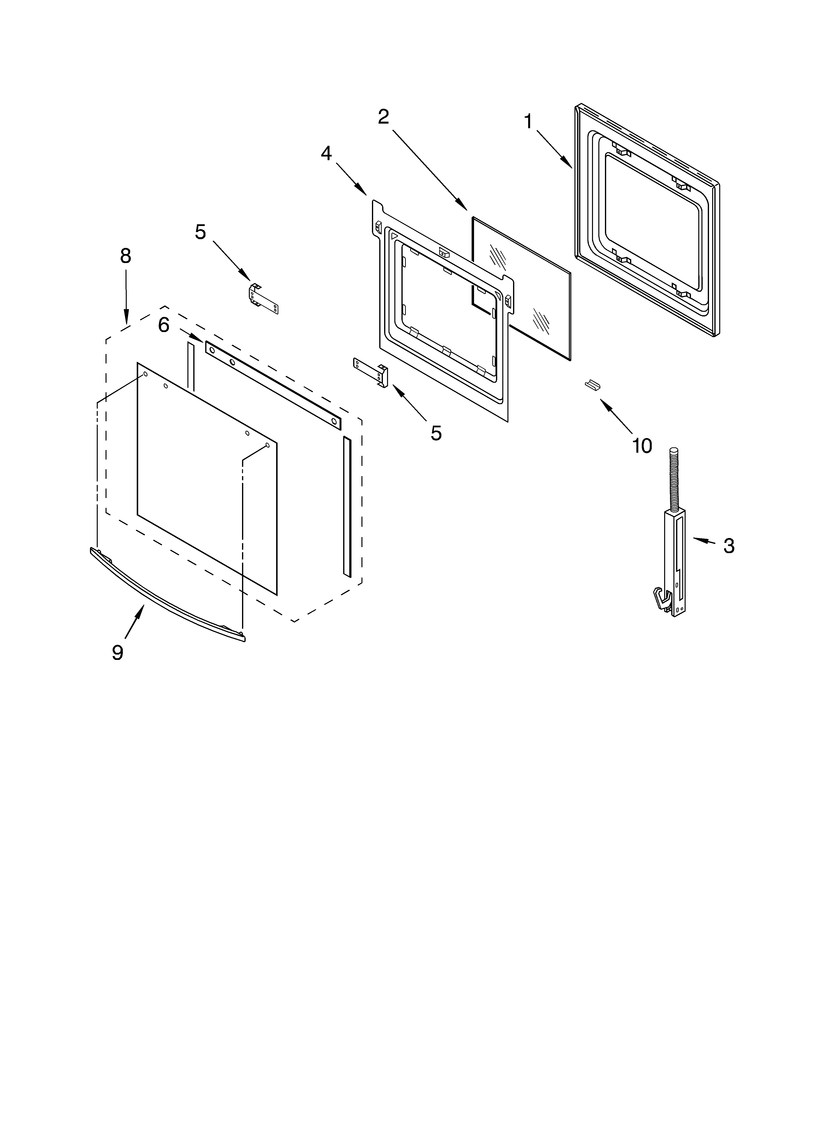 Whirlpool RS610PXGW9 oven door diagram