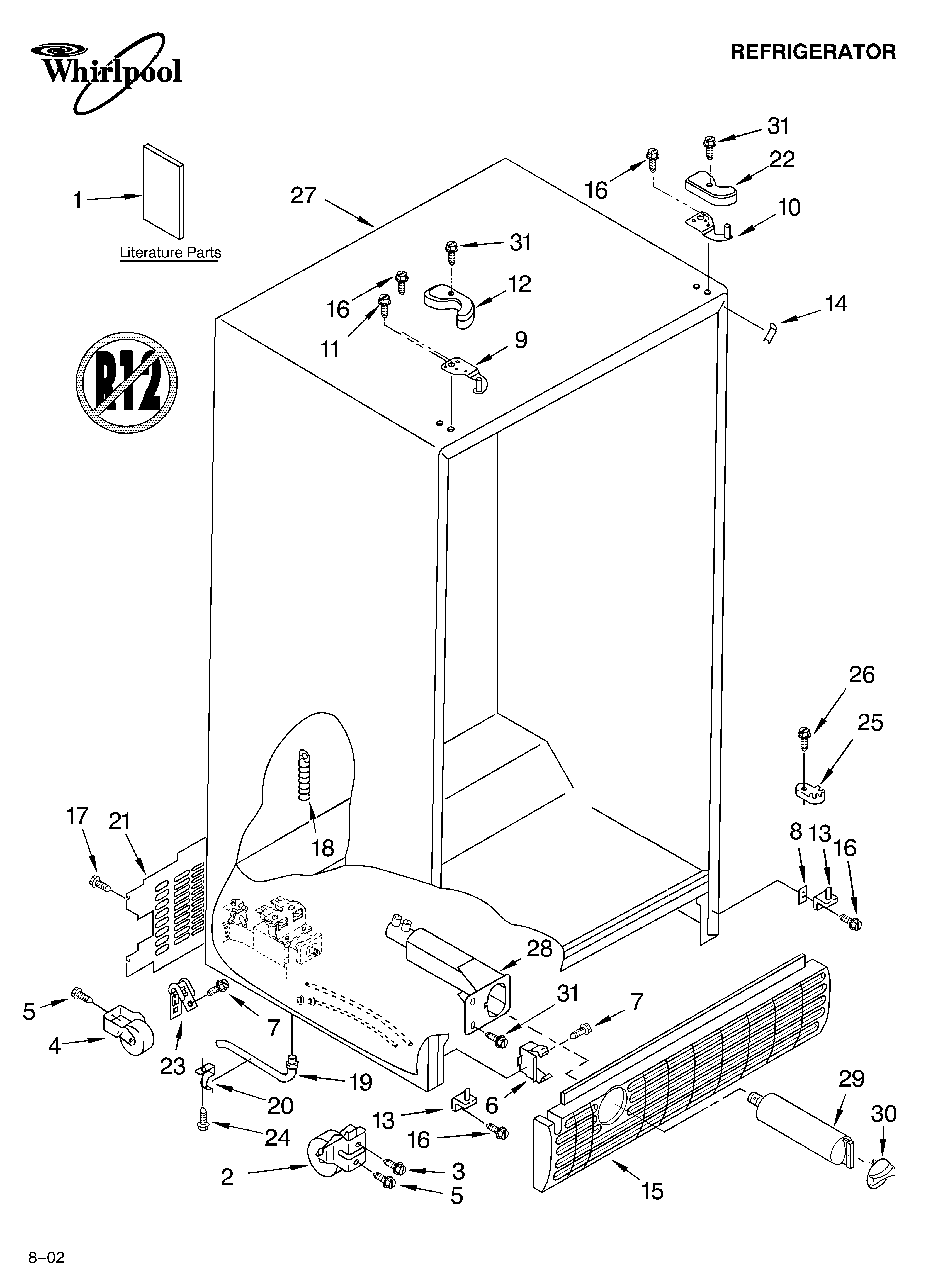 Whirlpool ED2FTGXKT03 cabinet/literature diagram