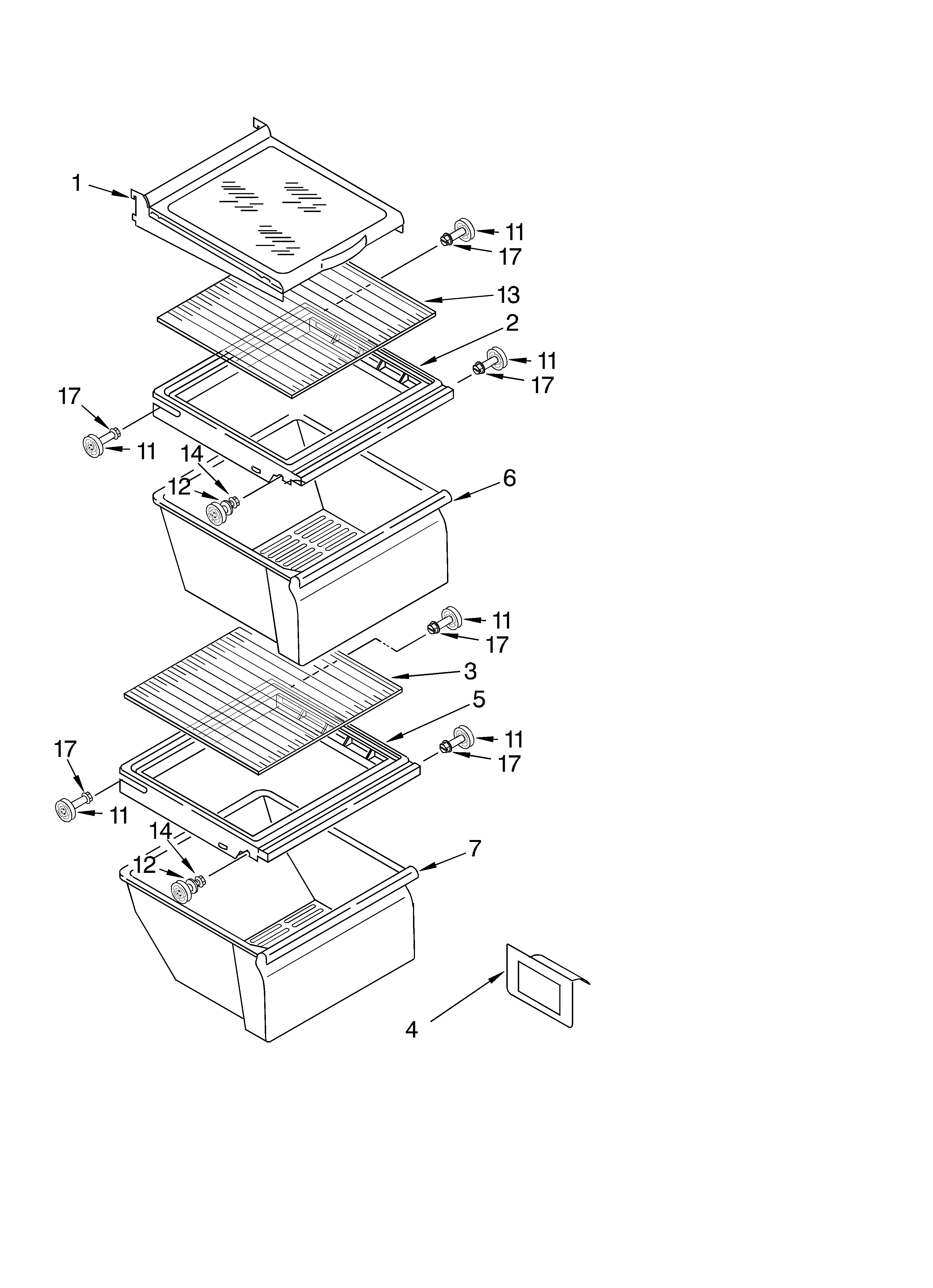 Whirlpool ED2FTGXKT03 refrigerator shelf diagram