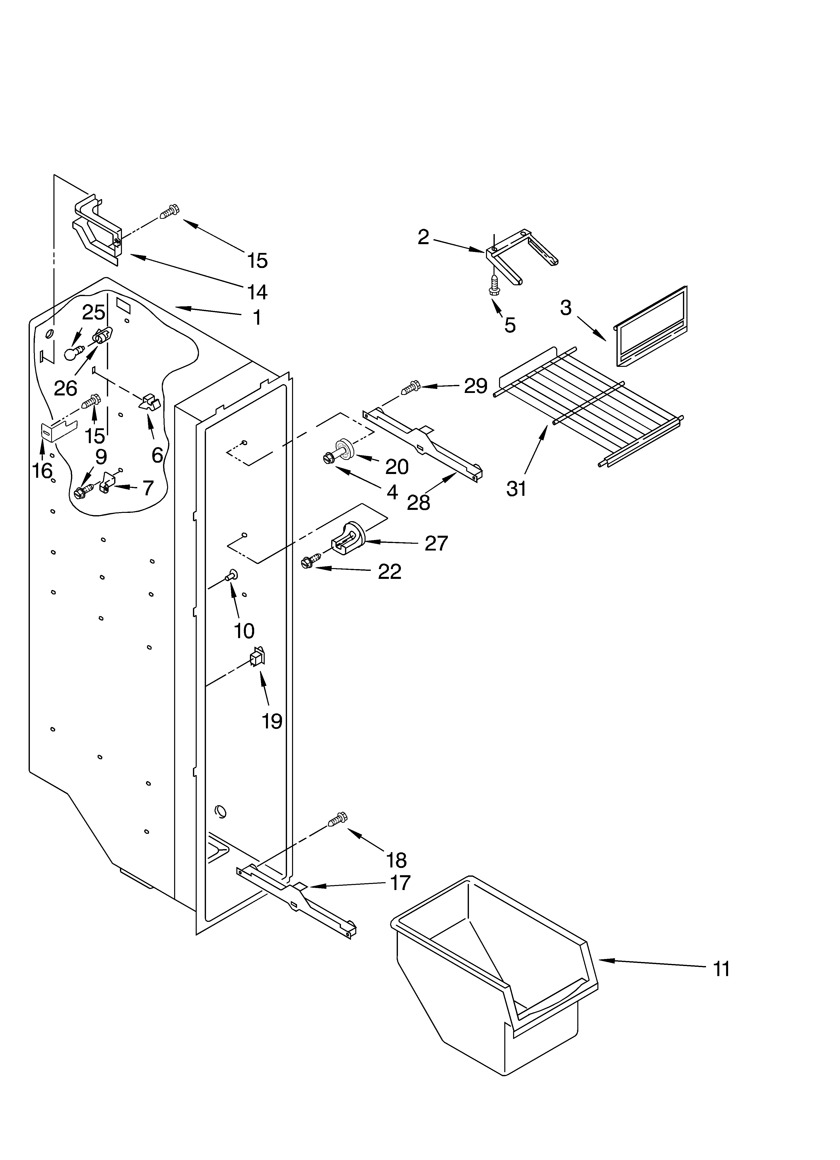 Whirlpool ED2FTGXKT03 freezer liner diagram