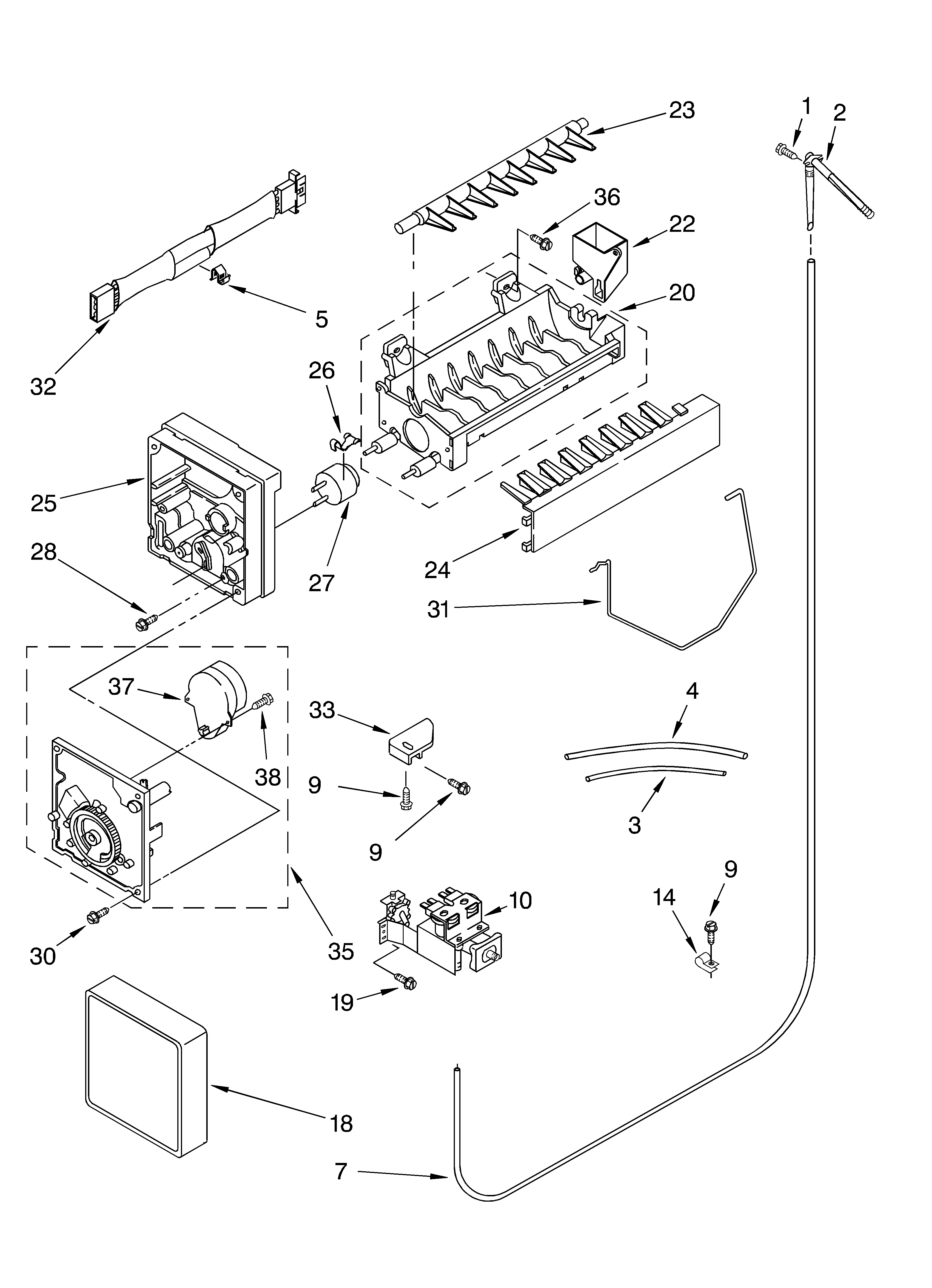 Whirlpool ED2FTGXKT03 ice maker/optional diagram