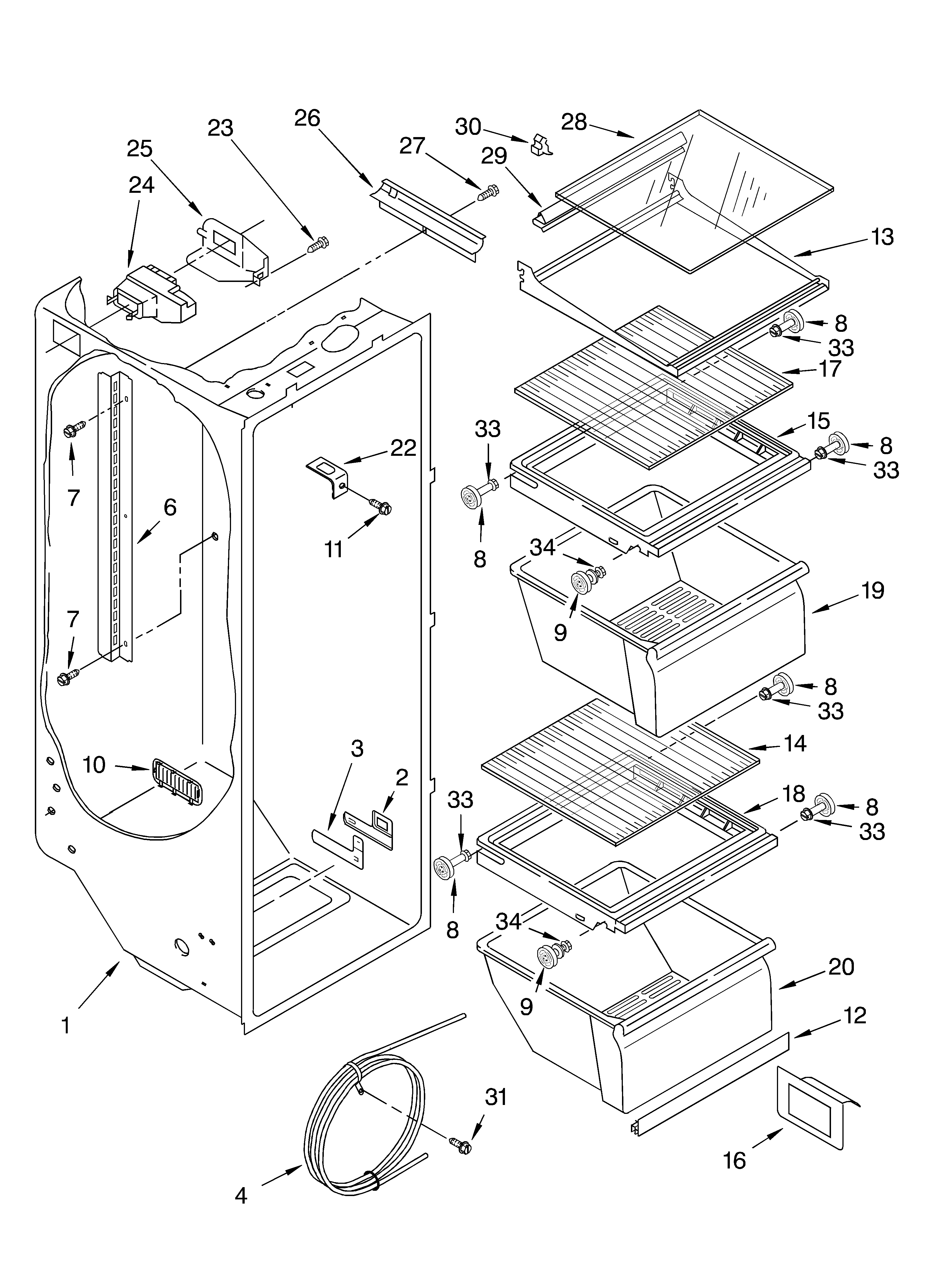 Whirlpool ED0GTQXKQ04 refrigerator liner diagram