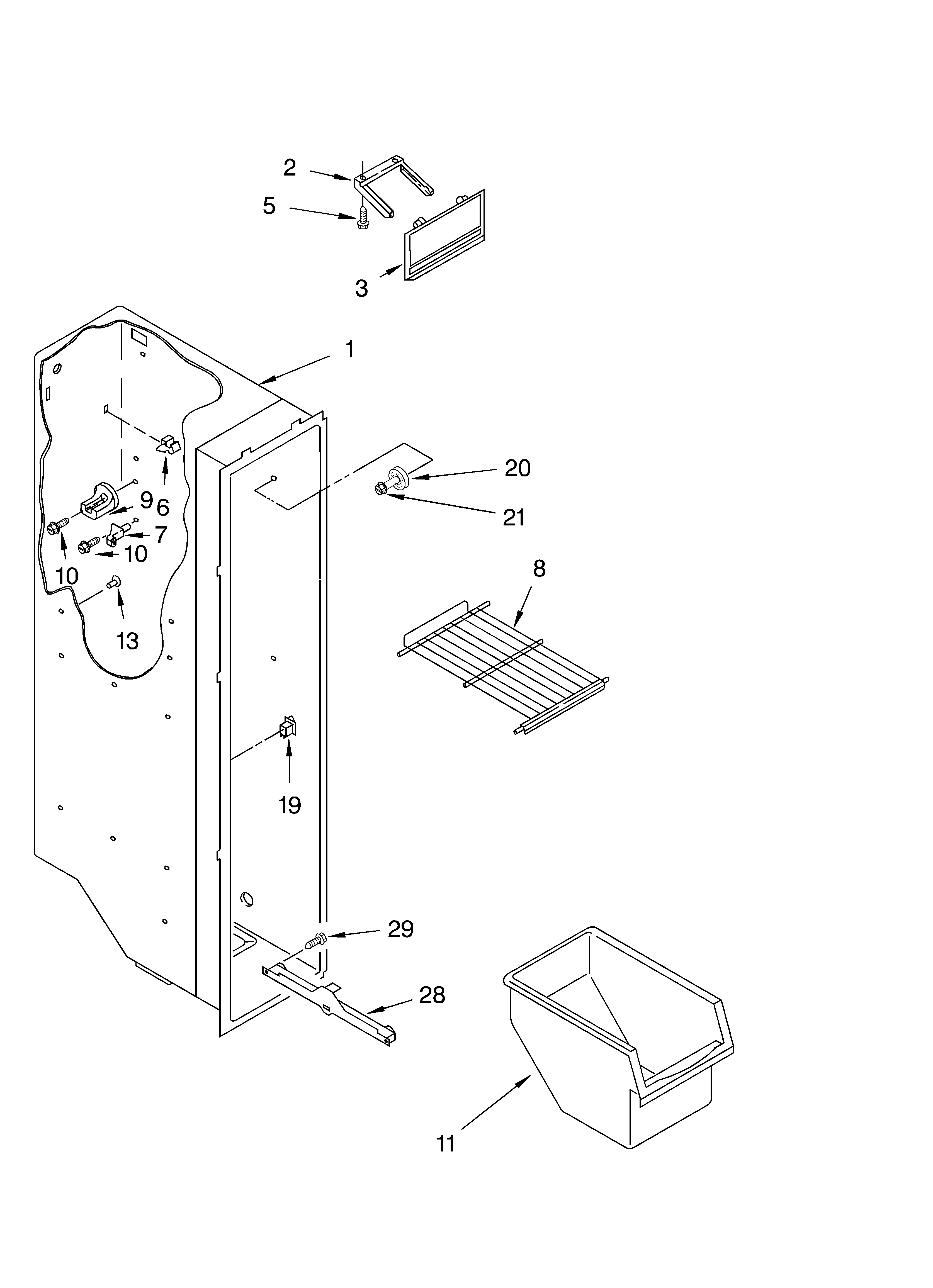 Whirlpool ED0GTQXKQ04 freezer liner diagram