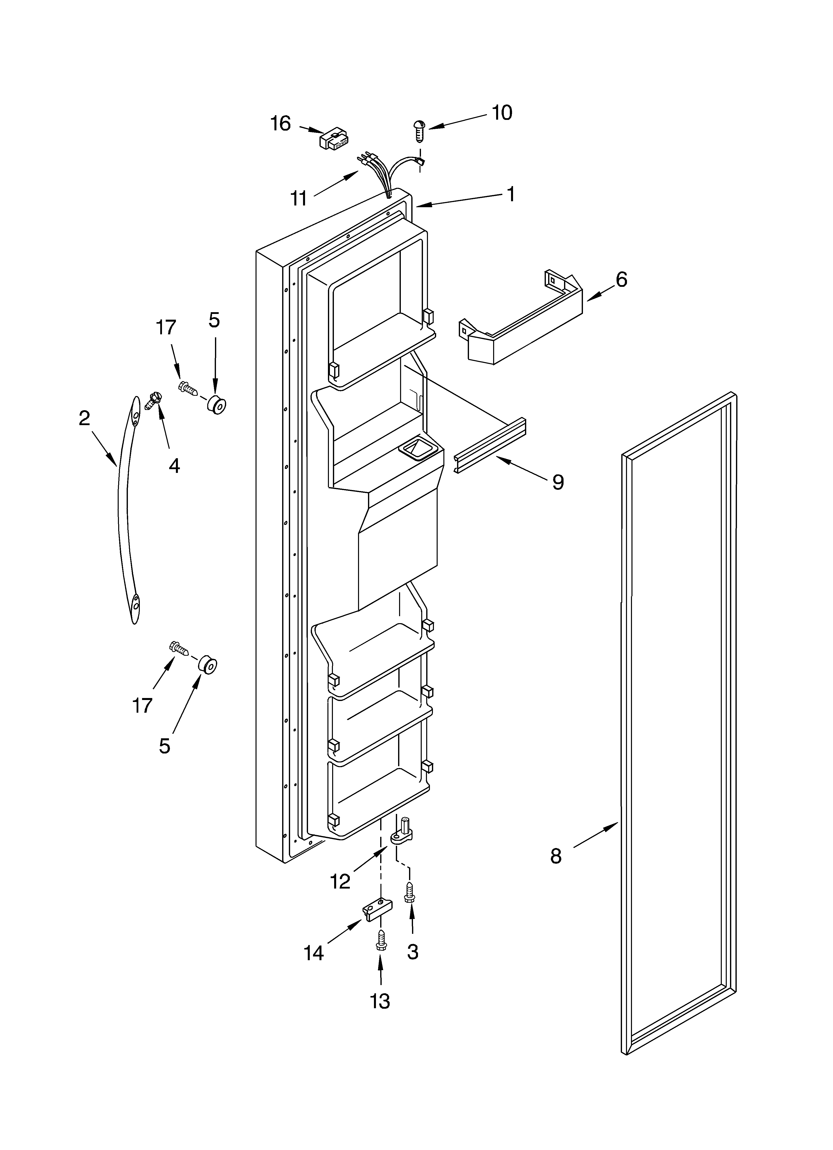 Whirlpool 6GD25DCXHW02 freezer door diagram