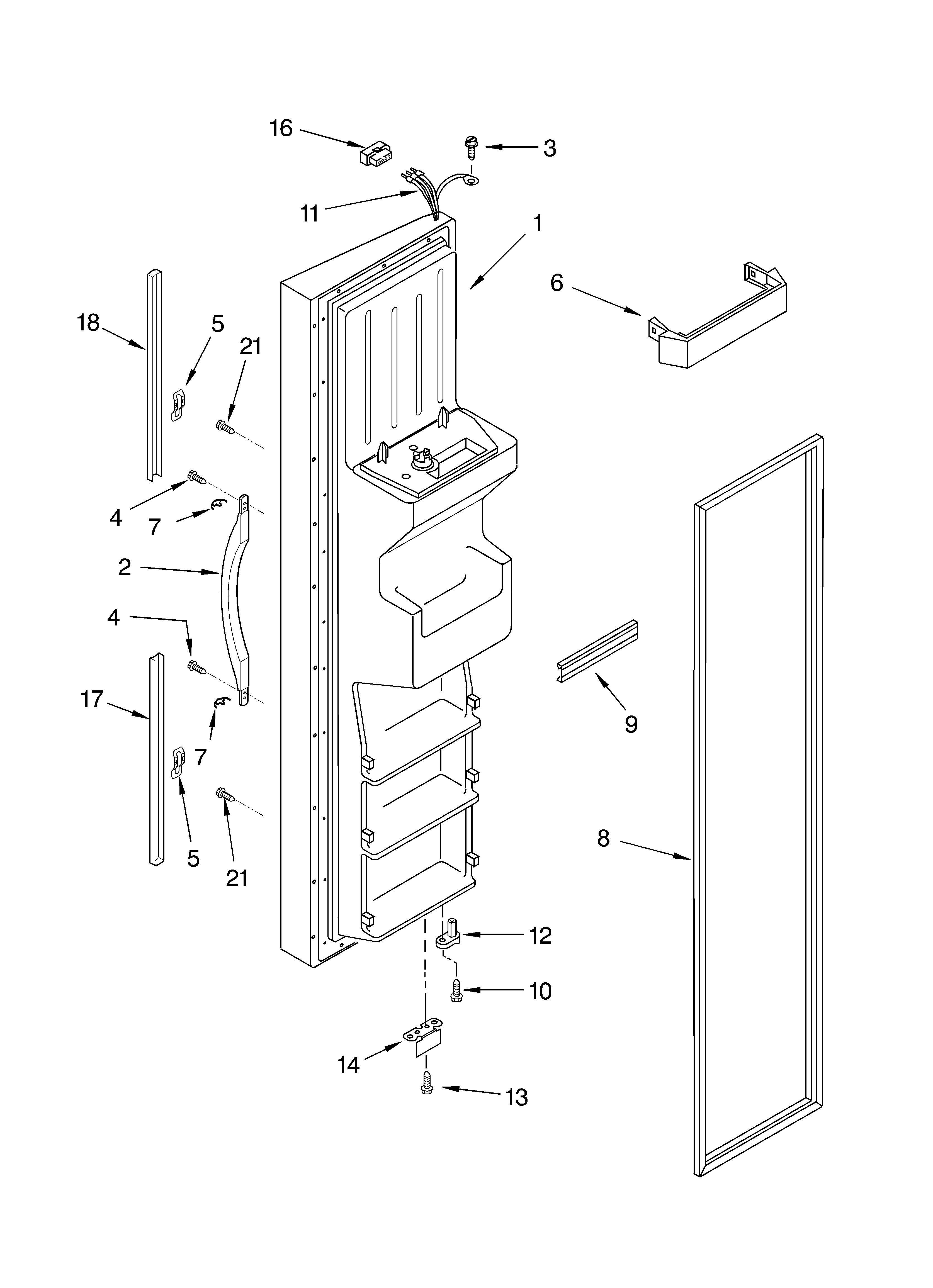 Whirlpool GS2SHAXLT03 freezer door diagram