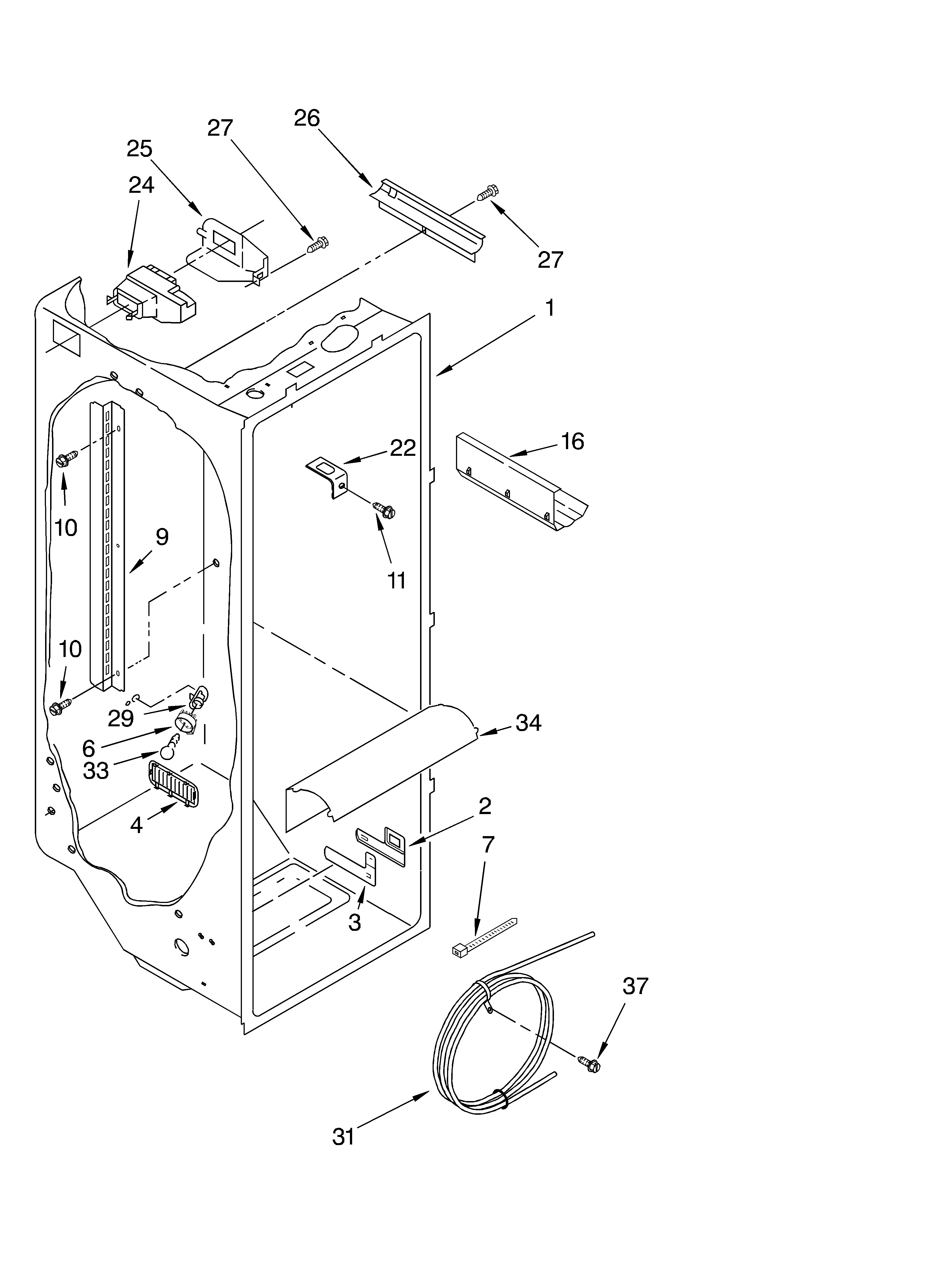Whirlpool 6GD25DCXHS03 refrigerator liner diagram