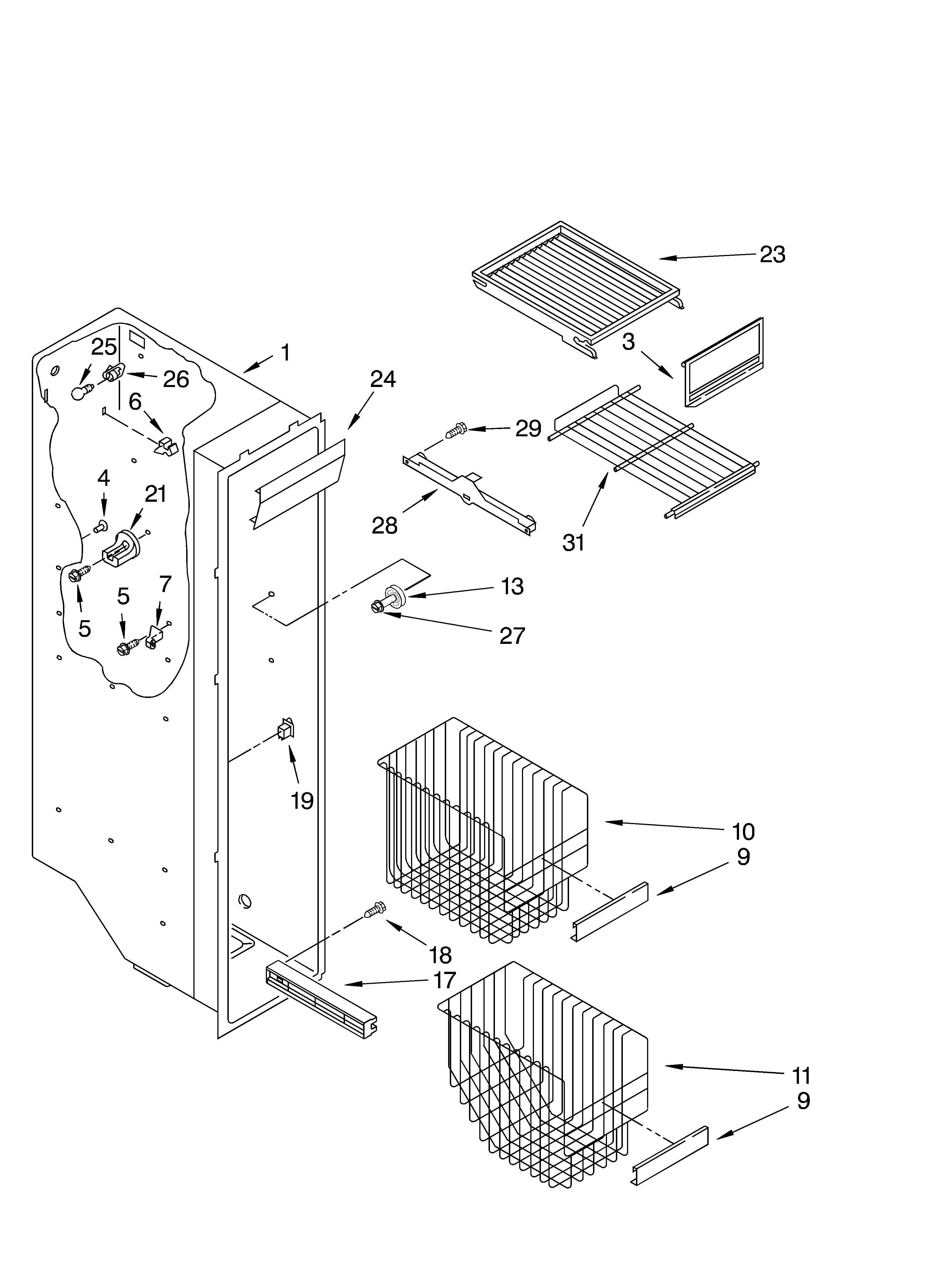 Whirlpool 6GD25DCXHS03 freezer liner diagram