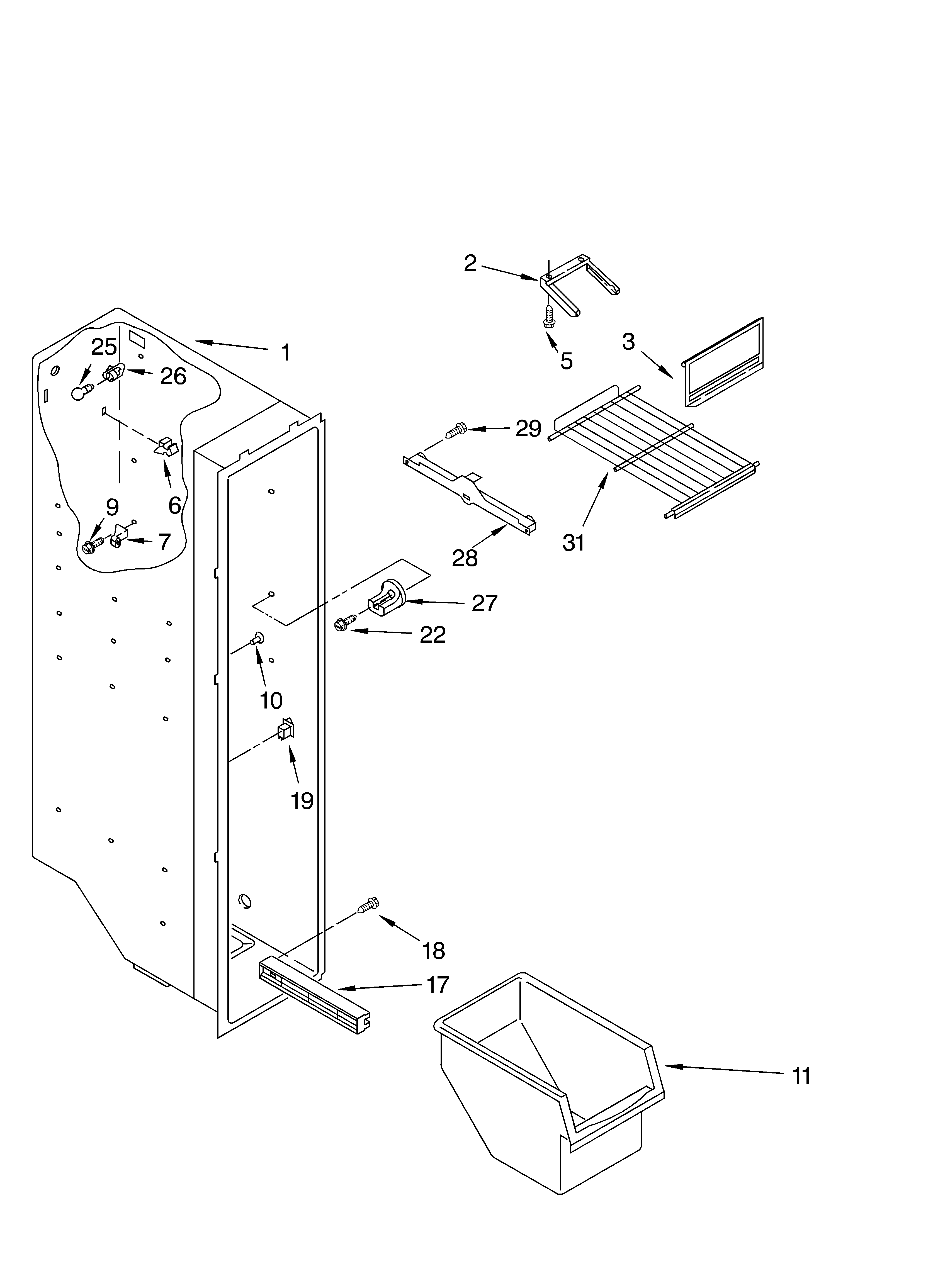 Whirlpool ED2GTQXKT04 freezer liner diagram