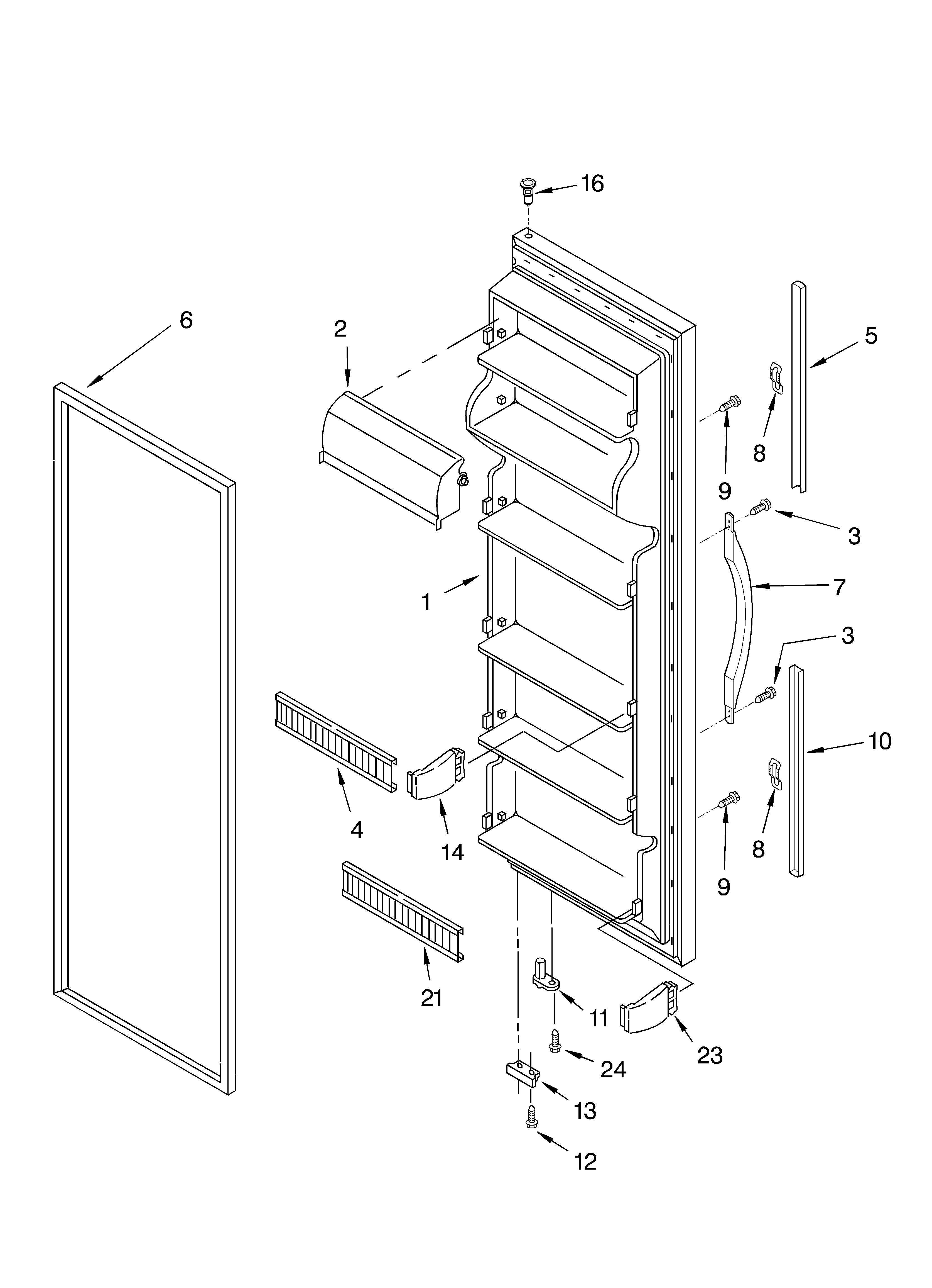 Whirlpool ED2GTQXKT04 refrigerator door diagram