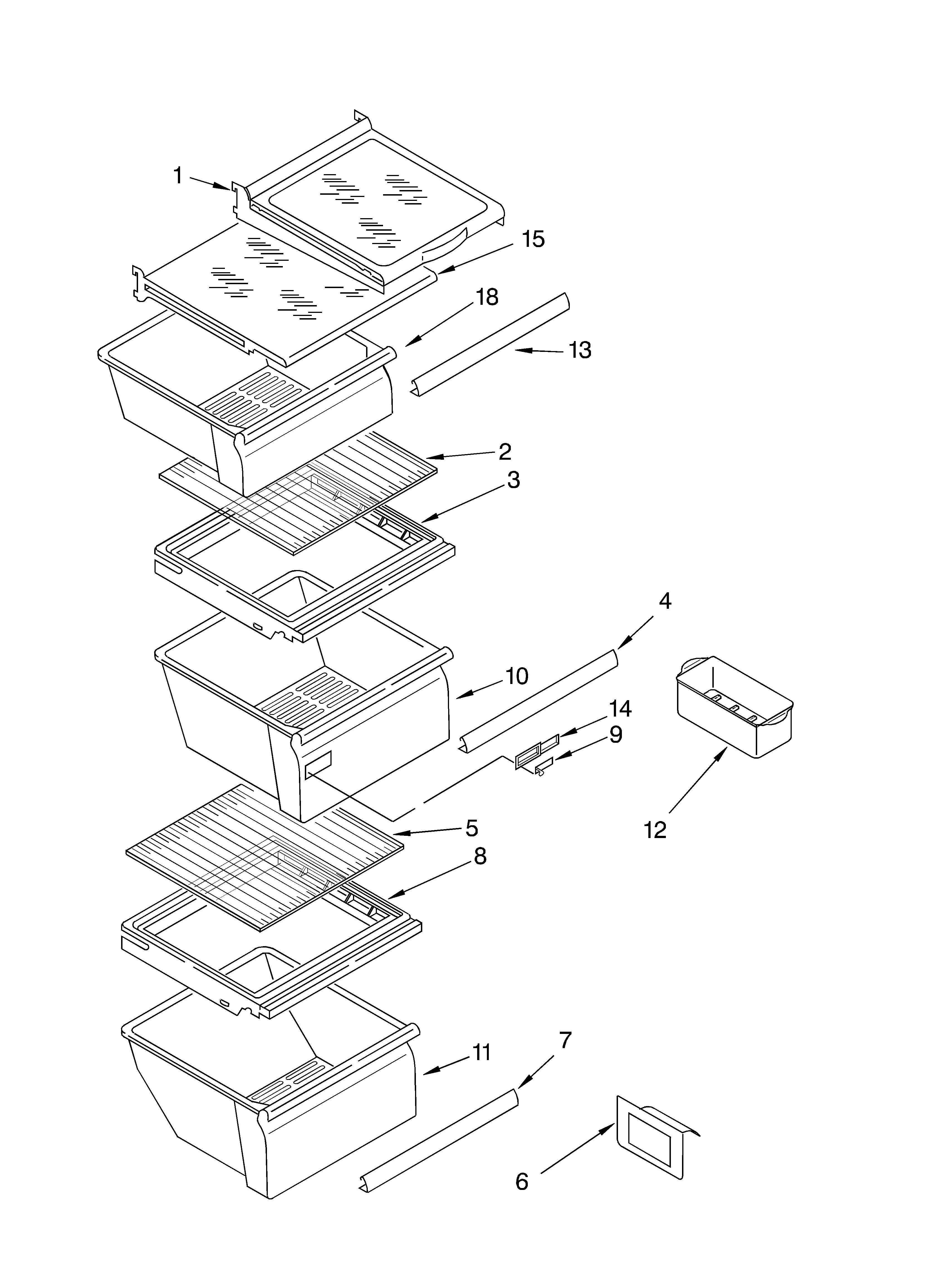 Whirlpool ED5FHEXLT01 refrigerator shelf diagram