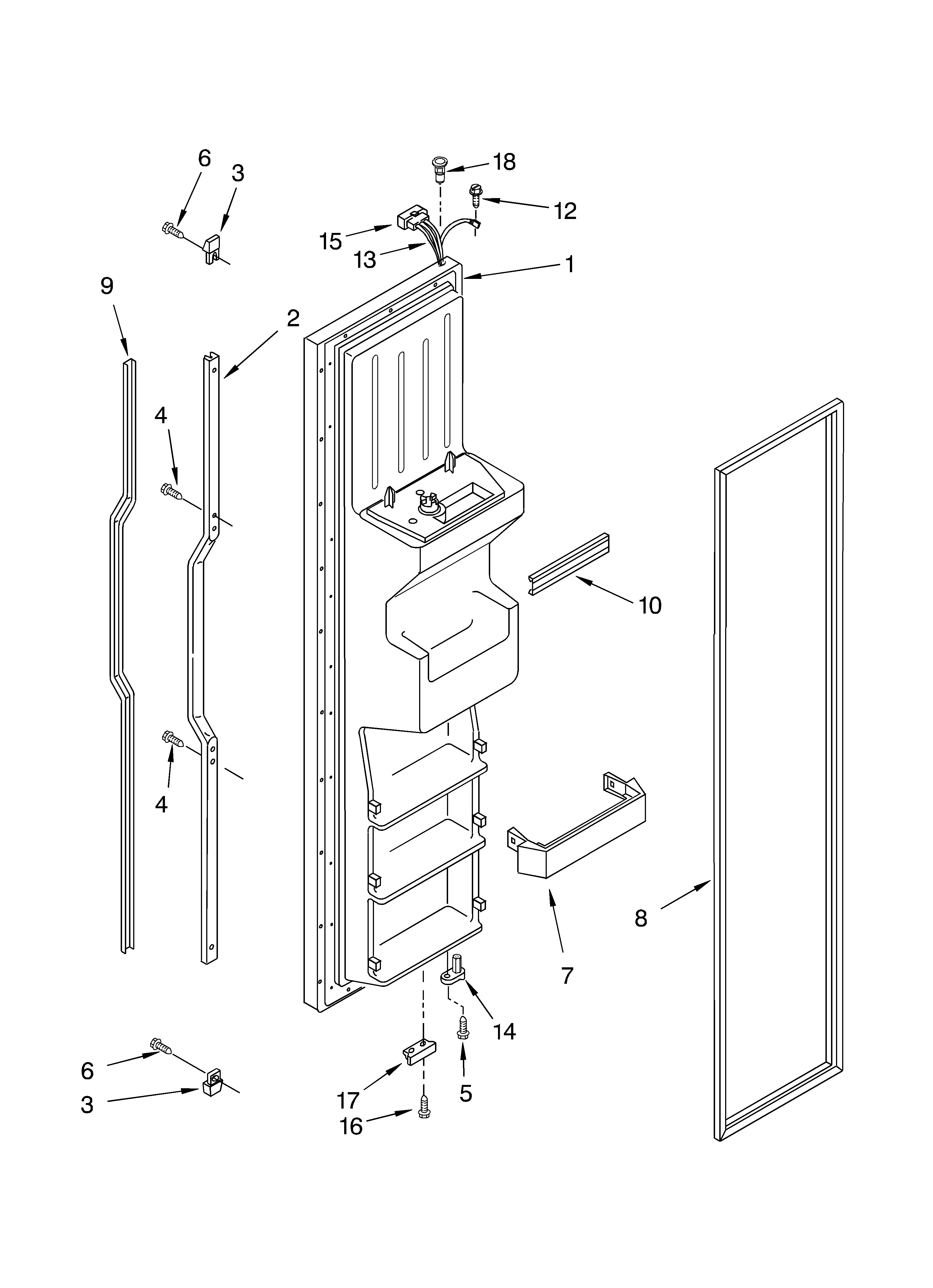 KitchenAid KSRU22FKBT04 freezer door diagram