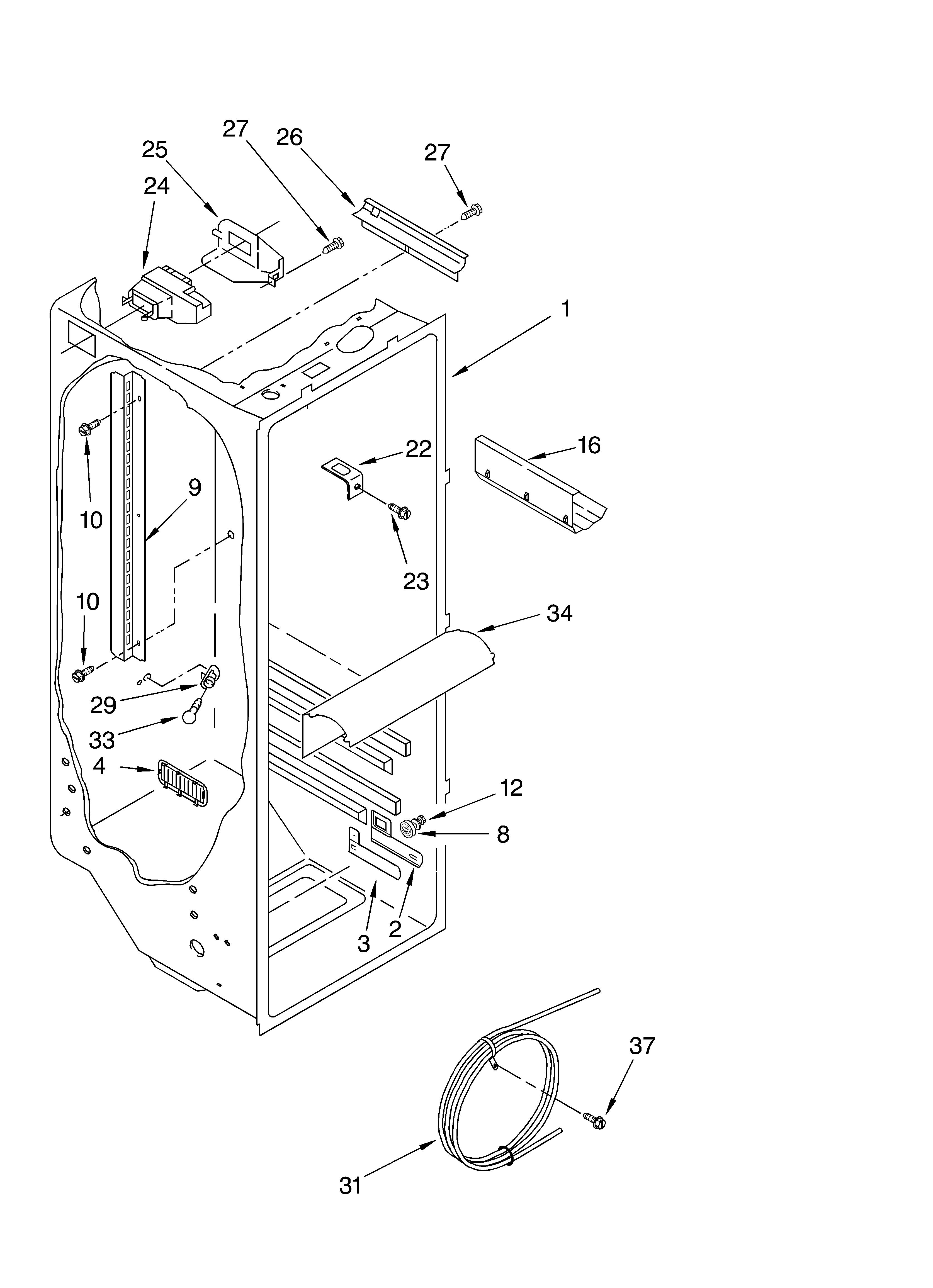 Whirlpool GD5NHGXLQ01 refrigerator liner diagram