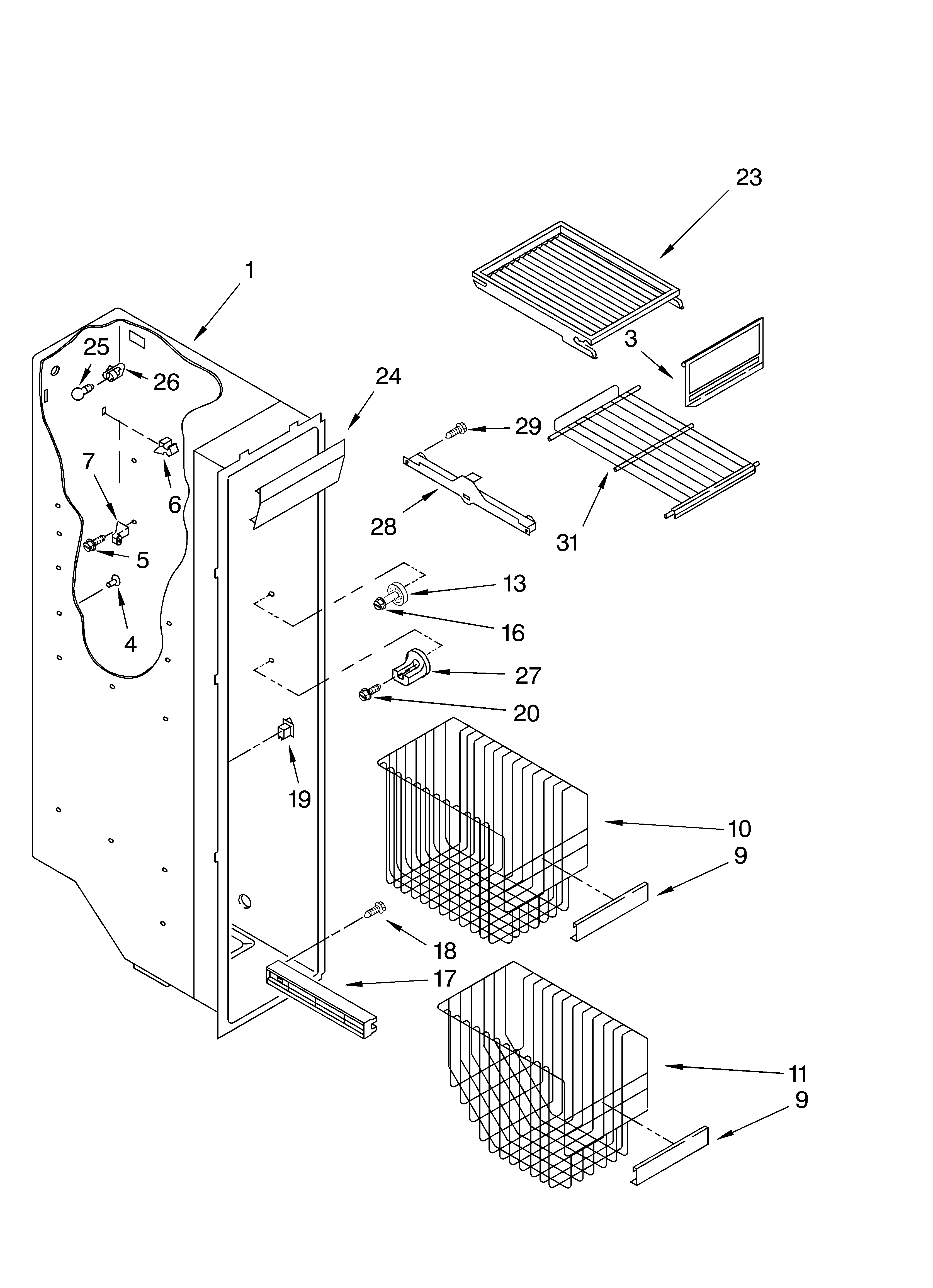 Whirlpool GD5NHGXLQ01 freezer liner diagram