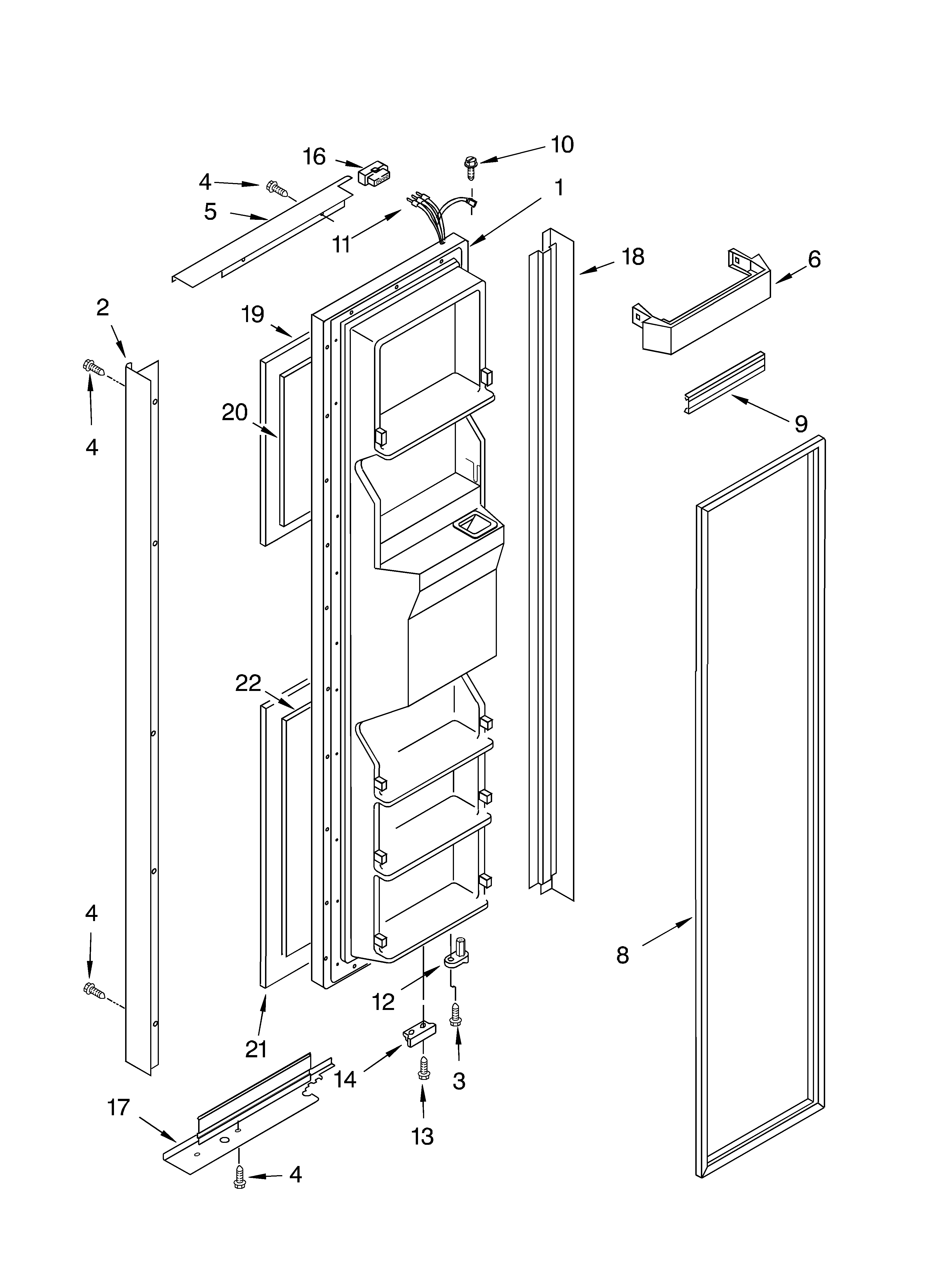 Whirlpool GD5THGXKS02 freezer door diagram