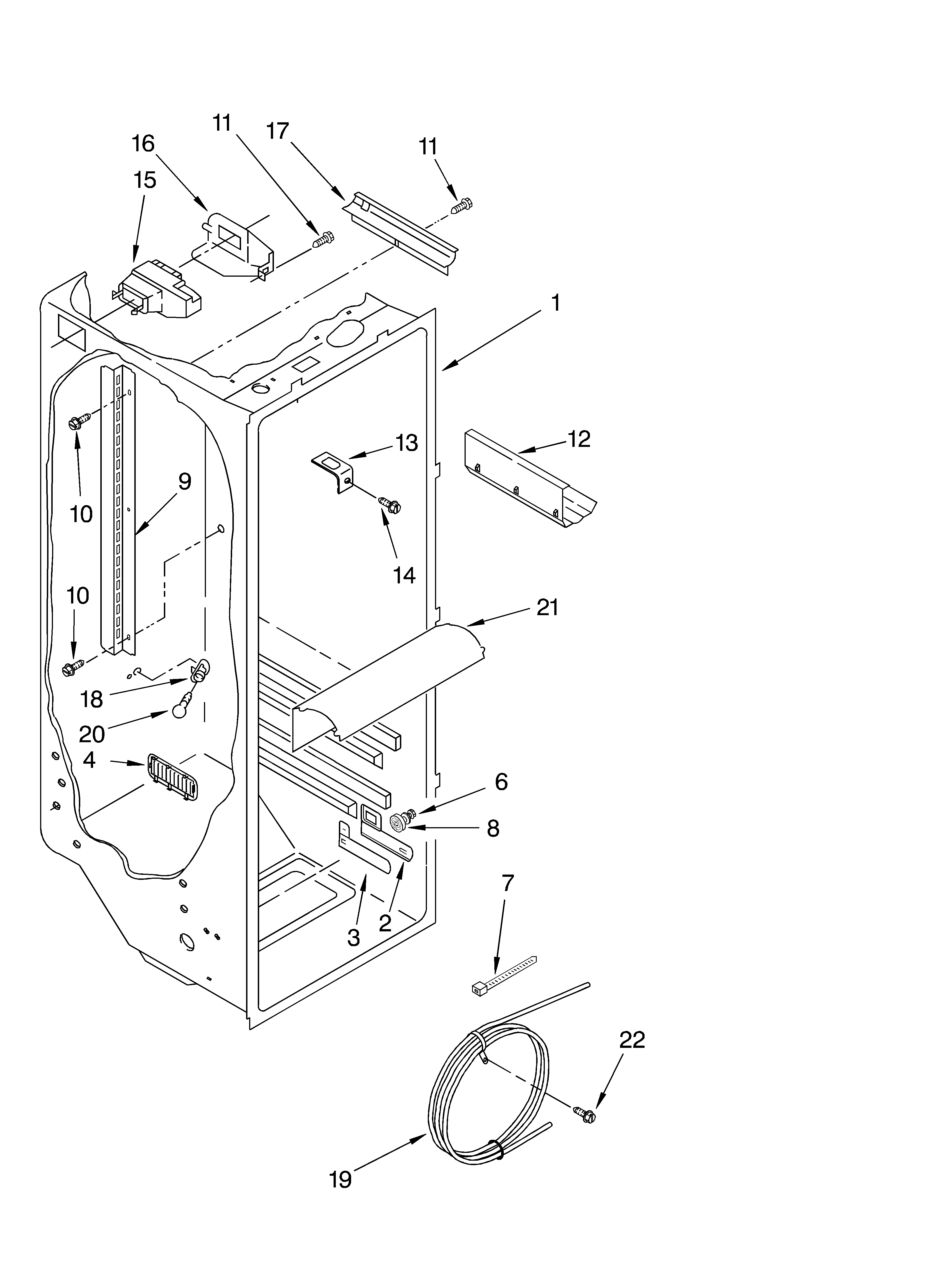 KitchenAid KSRK22ILWH02 refrigerator liner diagram