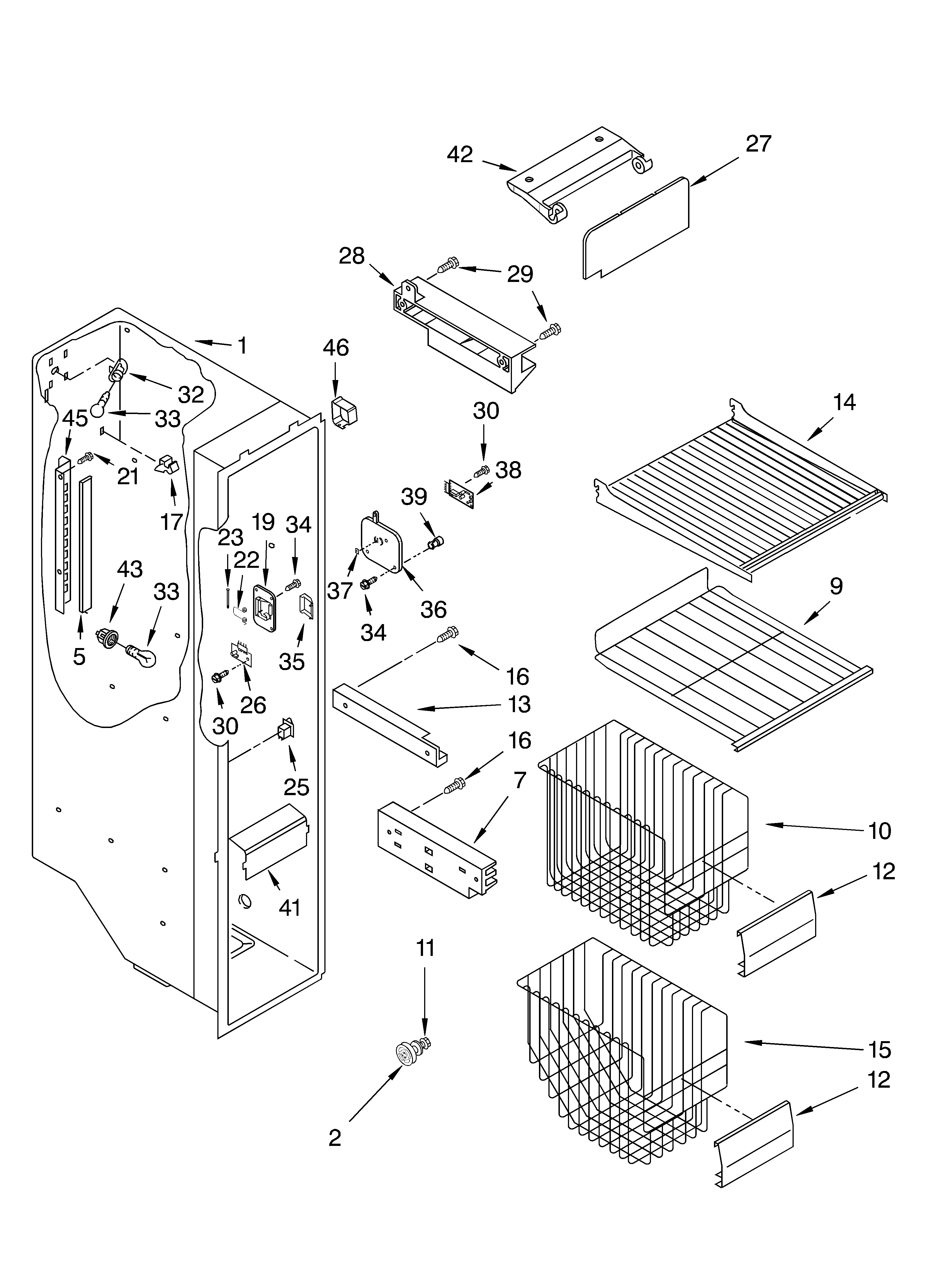 KitchenAid KSRK22ILWH02 freezer liner diagram