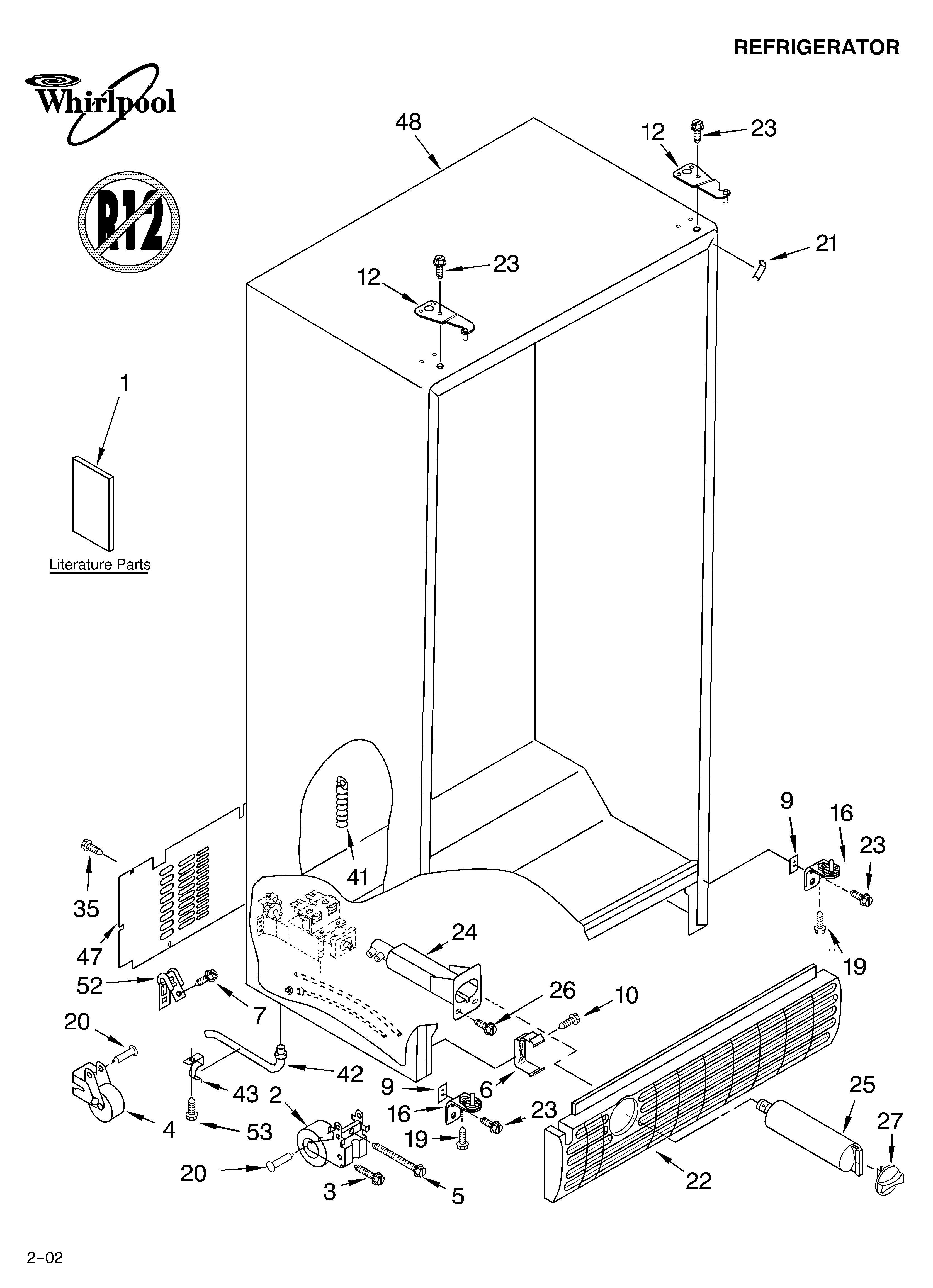 Whirlpool GC5SHGXKT01 cabinet/literature diagram