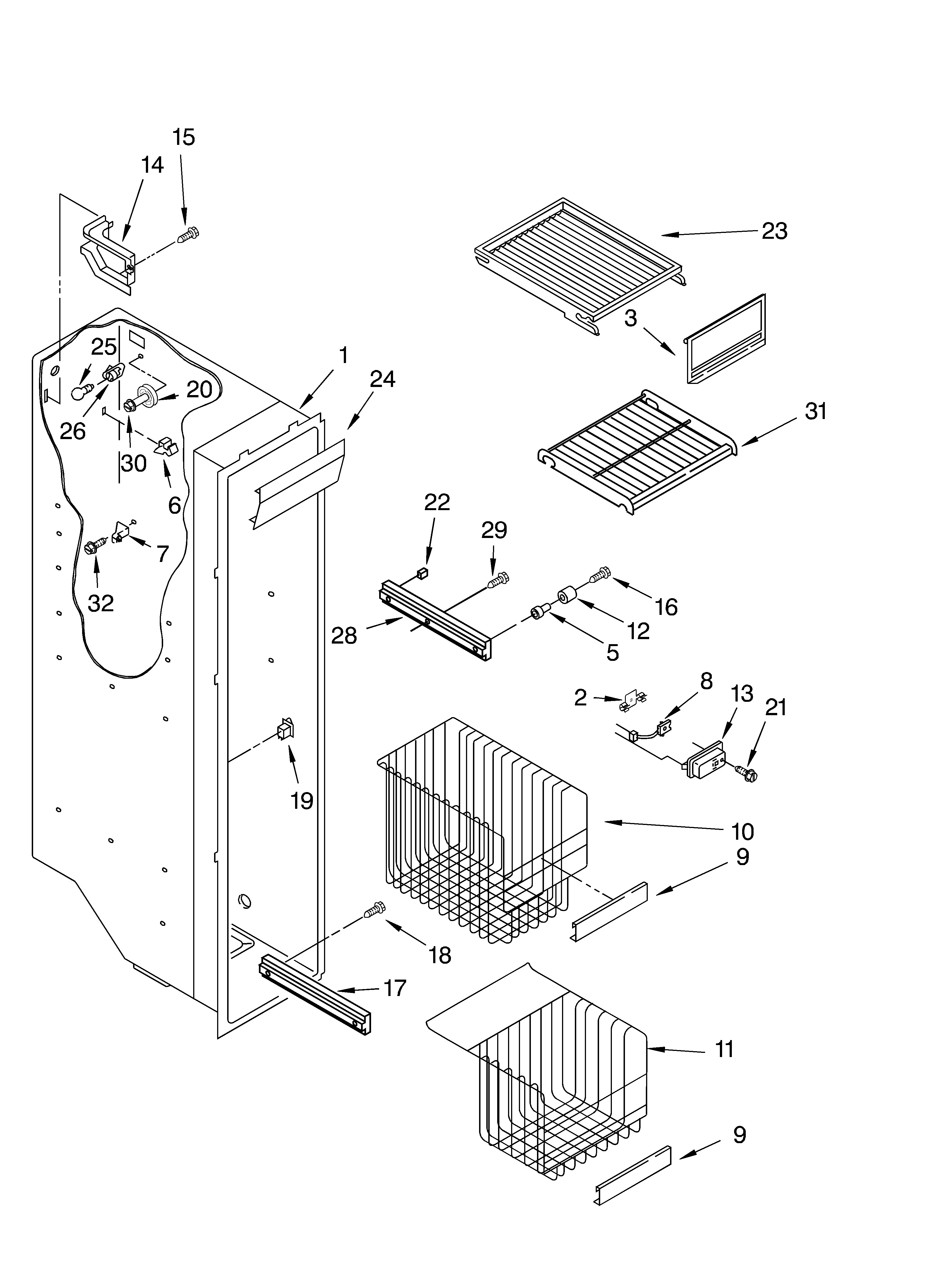 Whirlpool GC5SHGXLT00 freezer liner diagram