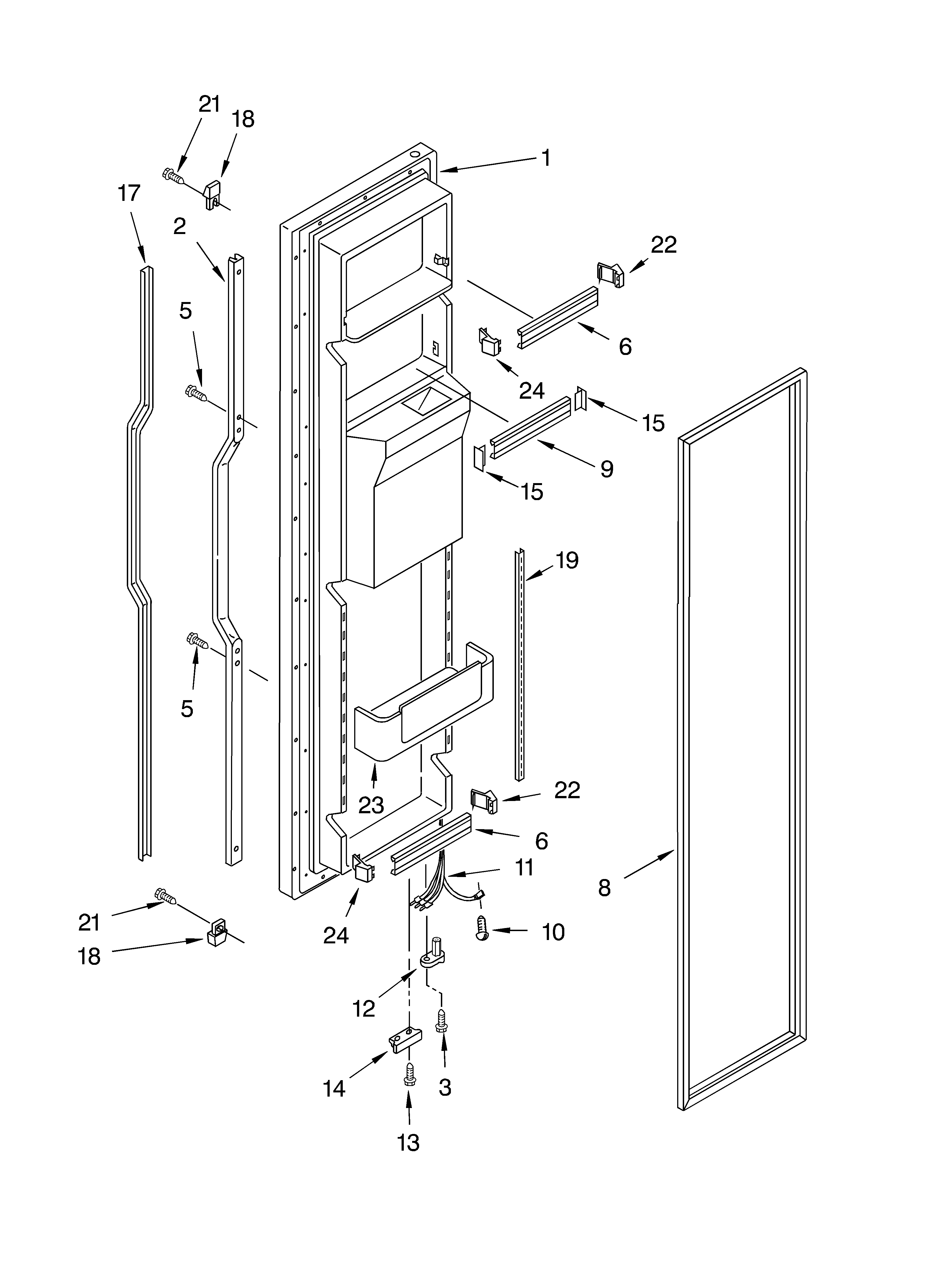 KitchenAid KSFS25FKBL01 freezer door diagram
