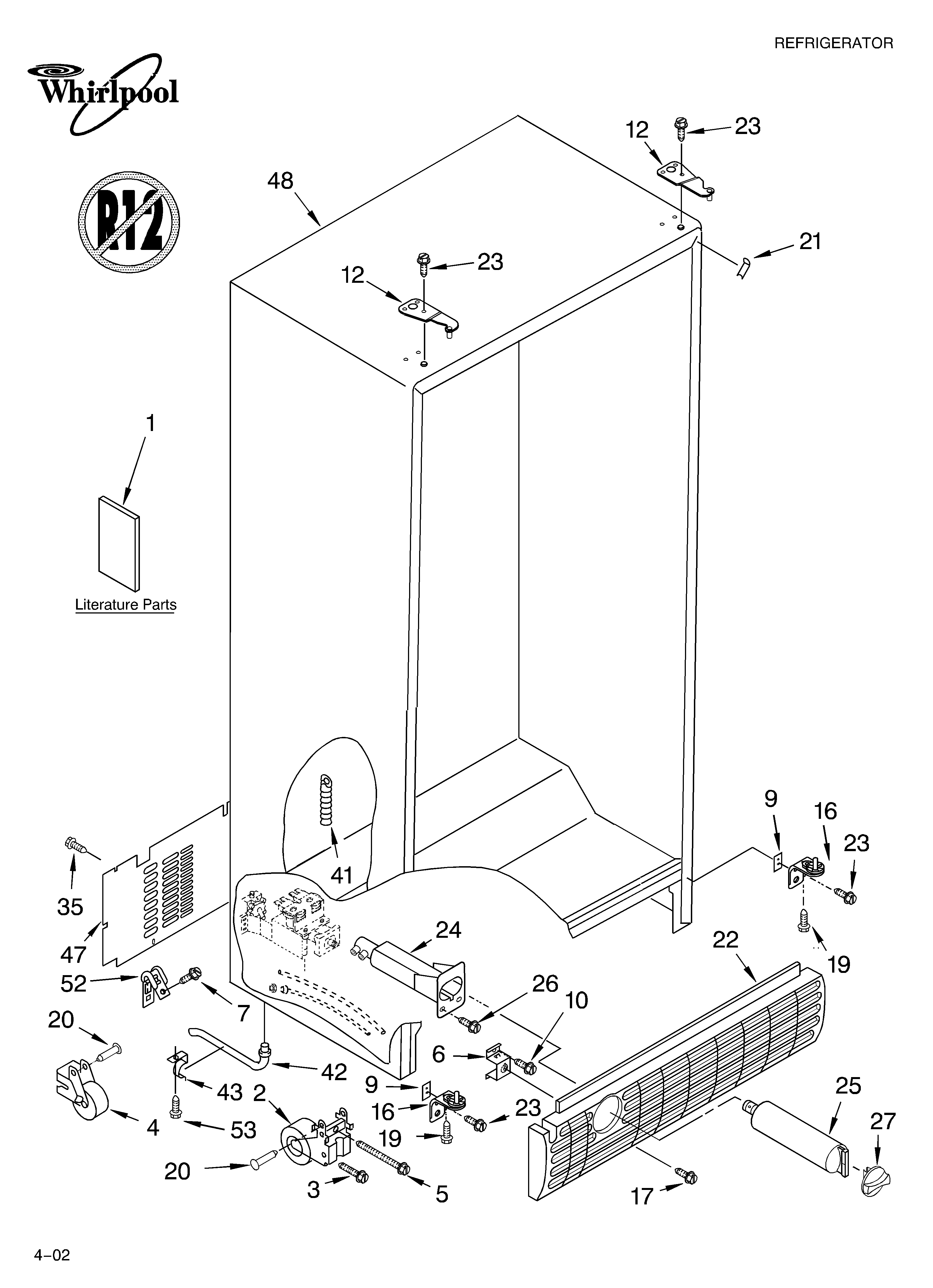 Whirlpool GC5THGXLQ00 cabinet/literature diagram