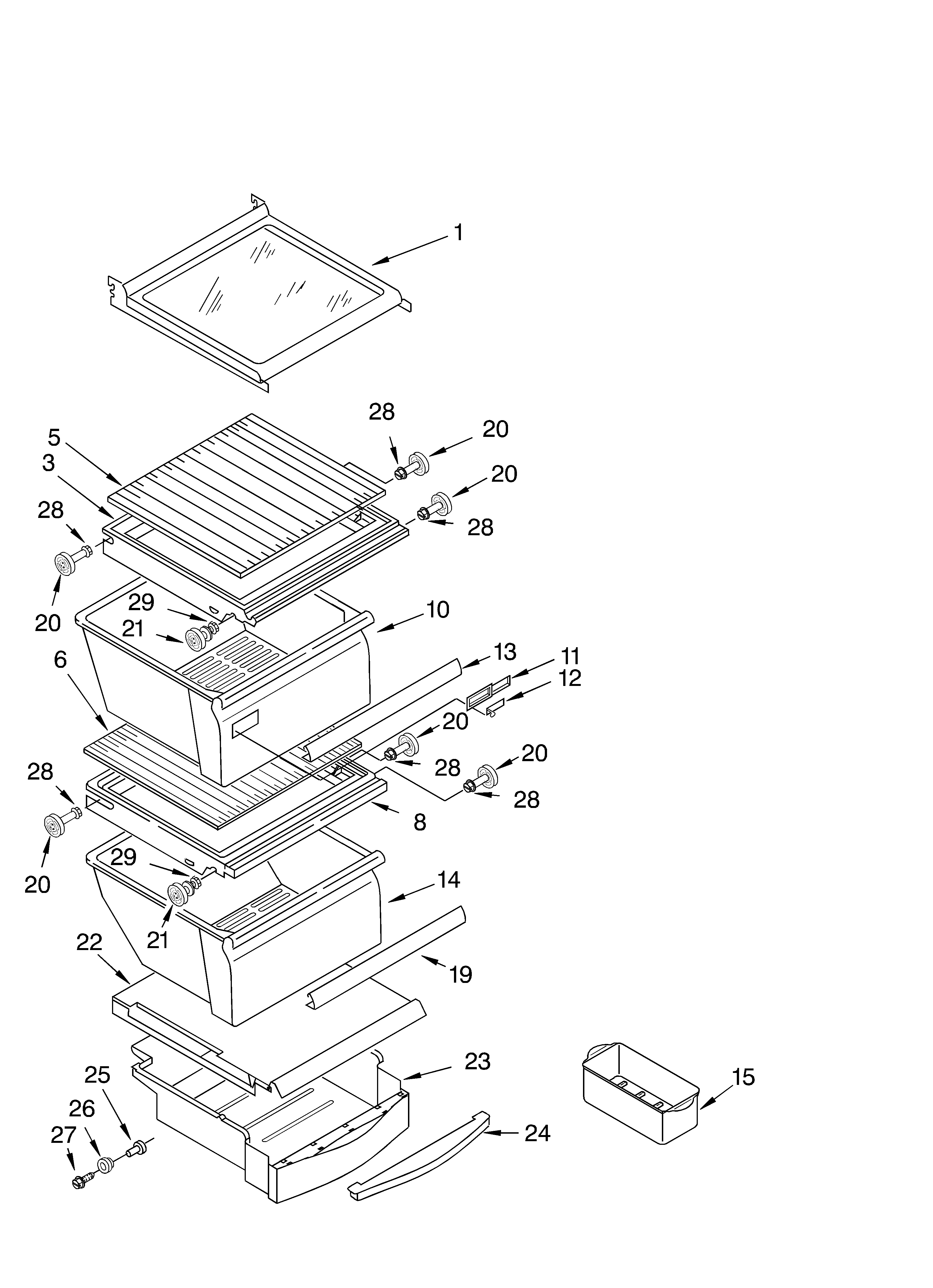 Whirlpool GC5THGXLQ00 refrigerator shelf diagram
