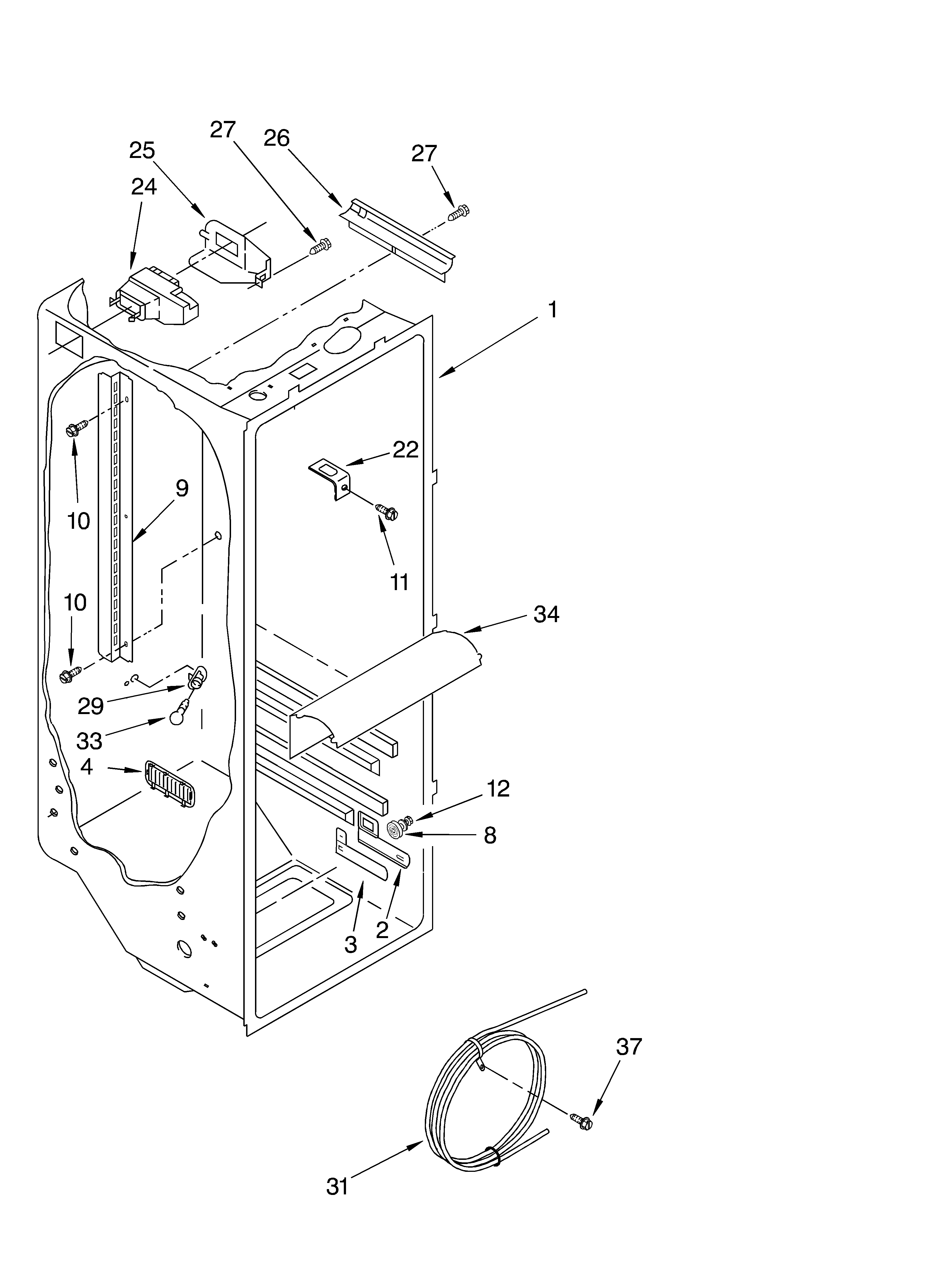 Whirlpool GD5LHGXLB02 refrigerator liner diagram