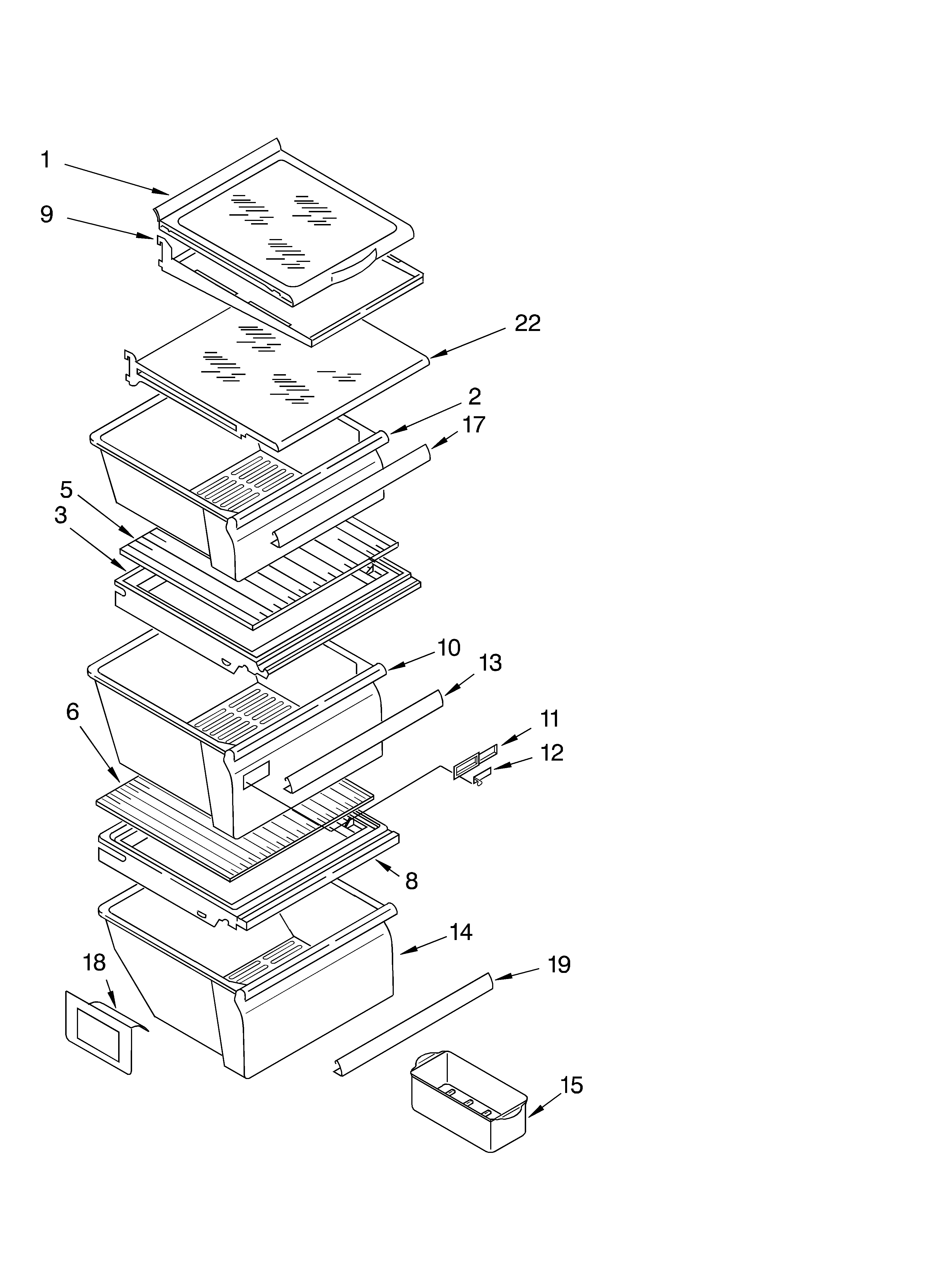 Whirlpool GD5LHGXLB02 refrigerator shelf diagram