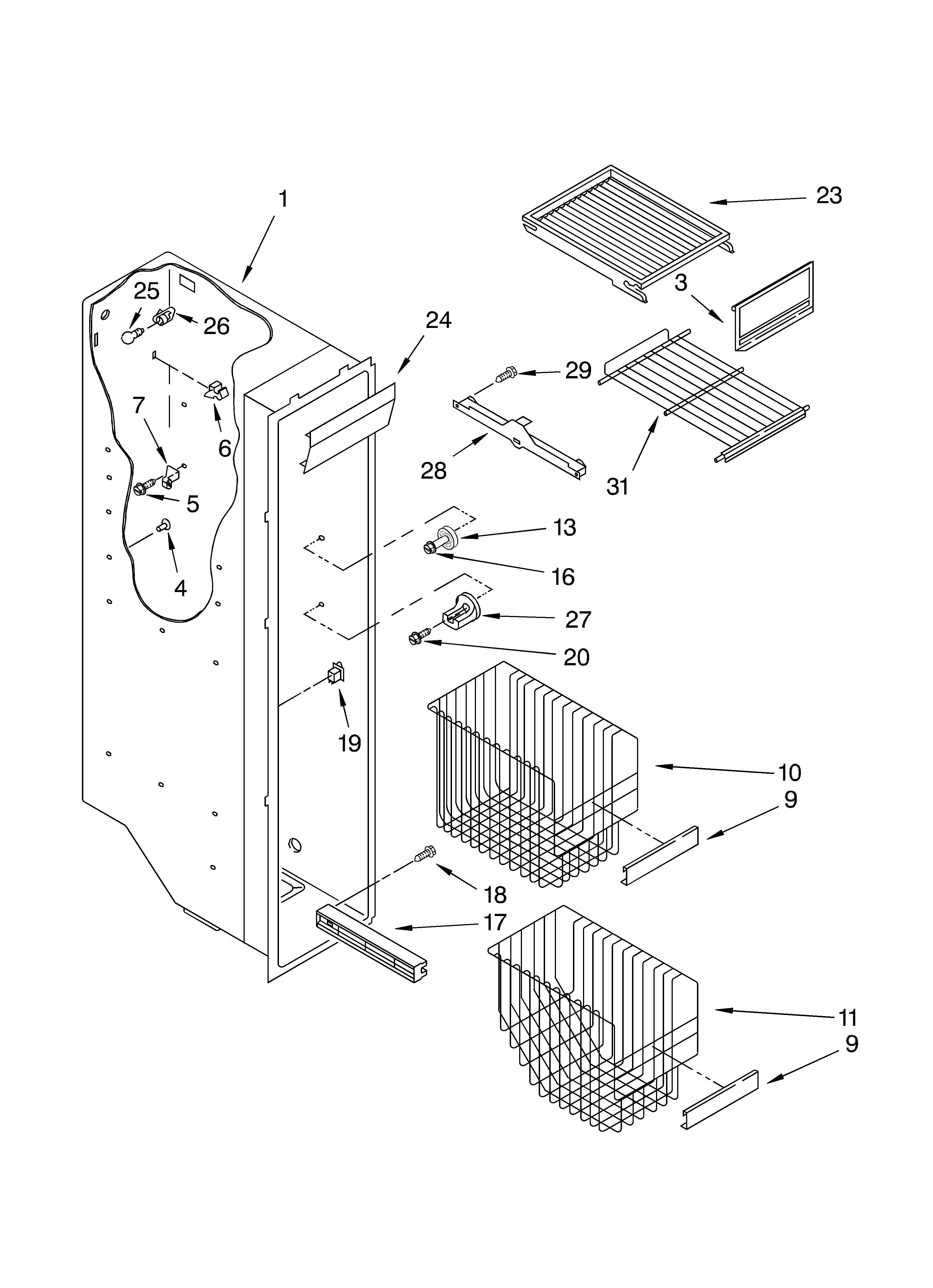 Whirlpool GD5LHGXLB02 freezer liner diagram
